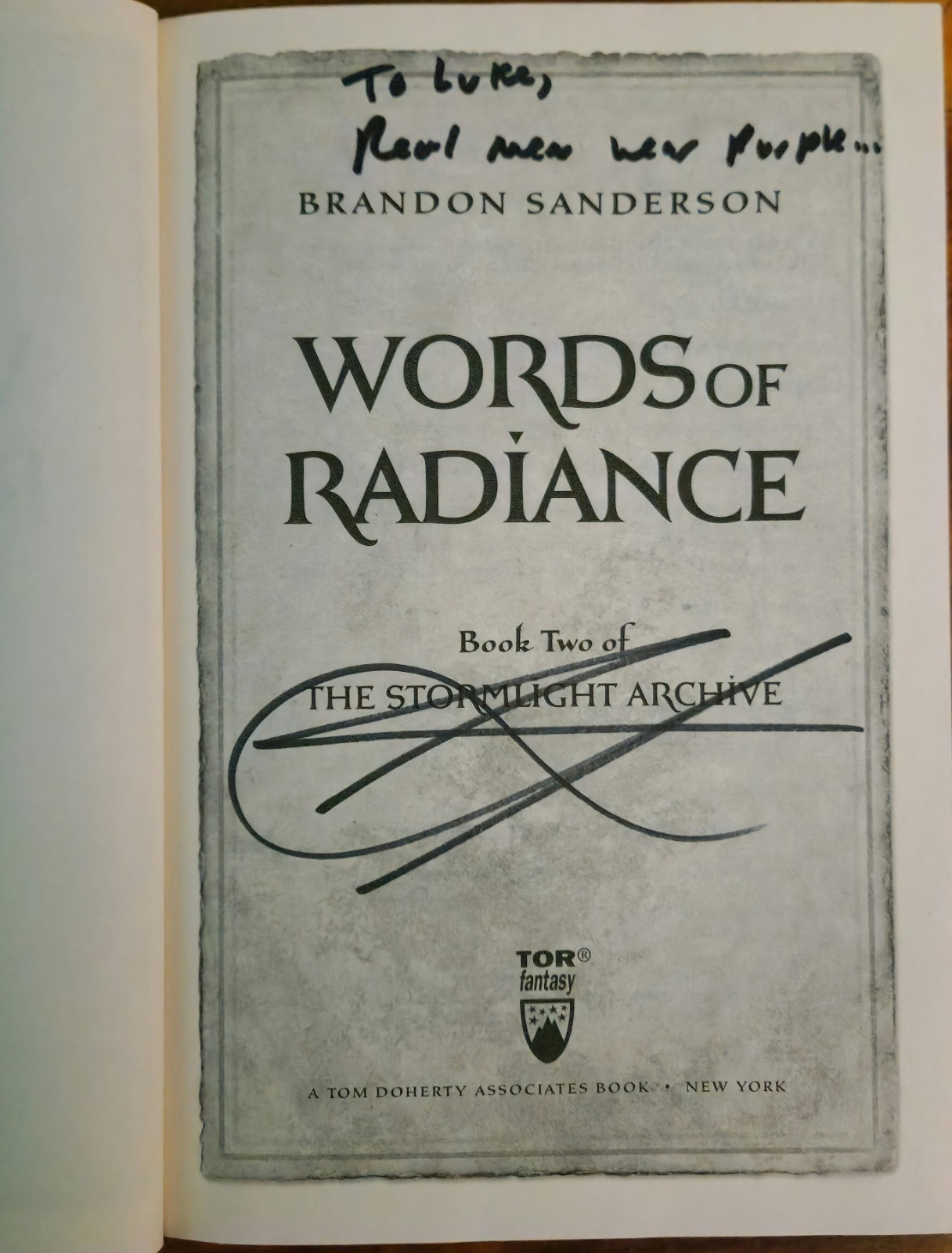 Words Of Radiance by Brandon Sanderson – TOR 2014 1st/1st – Signed and Unread