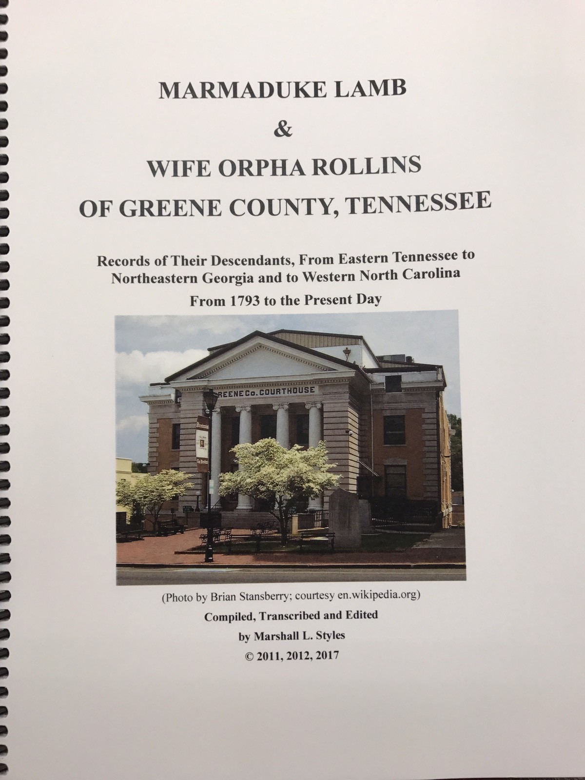 Marmaduke Lamb & Wife Orpha Rollins Greene County TN family History Genealogy