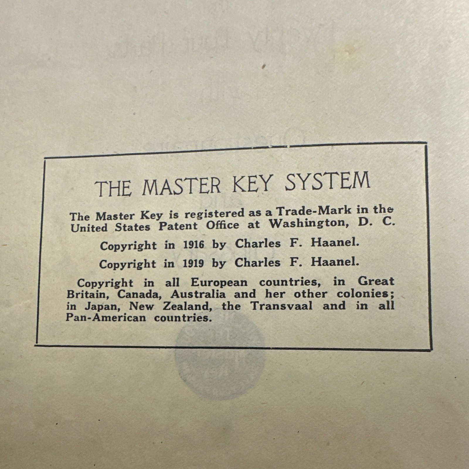 1919 The Master Key System Charles F Haanel Antique Self Help Psychology Book