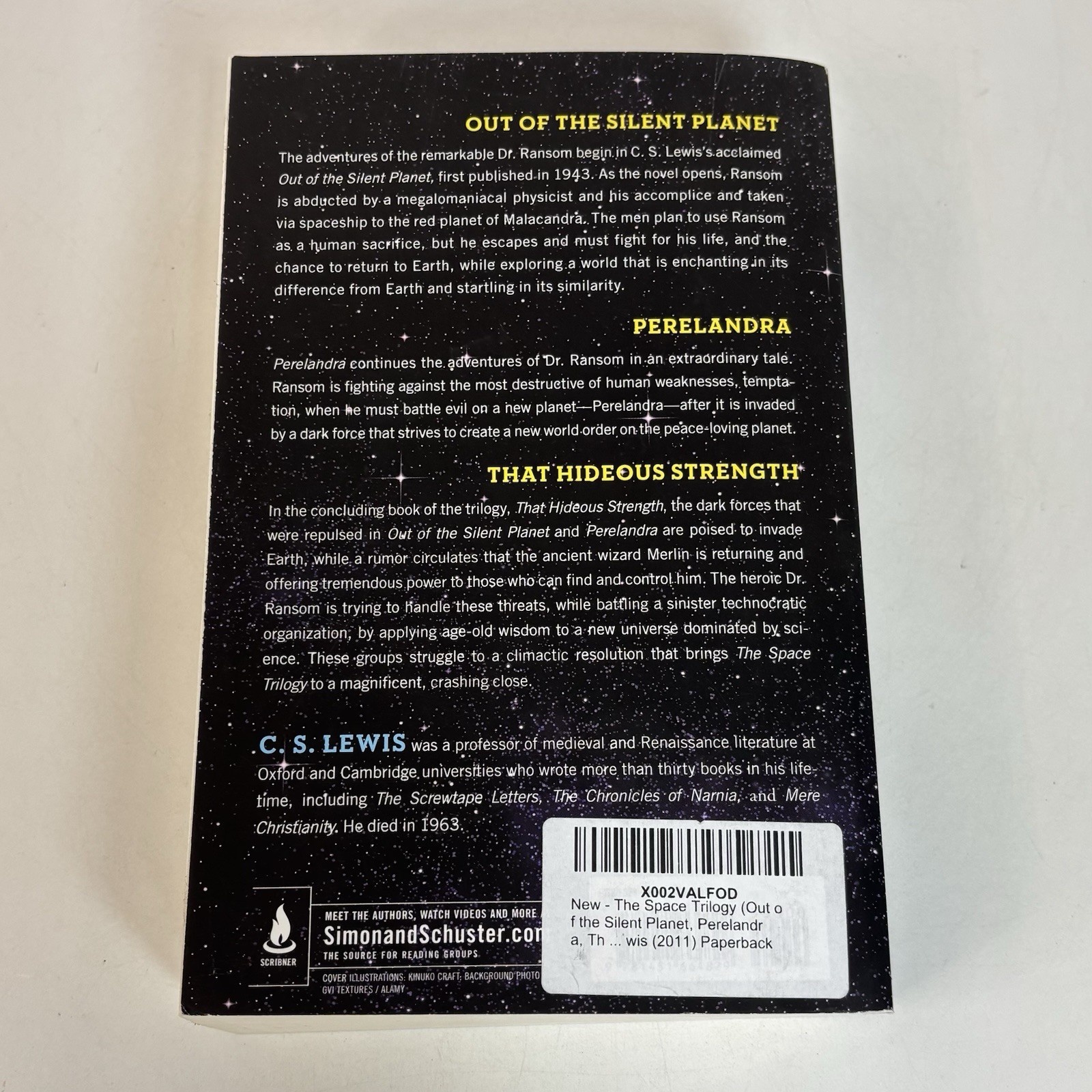 C.S. Lewis The Space Trilogy Omnibus Paperback 2011 Scribner 3-in-1 Sci Fi PB G5
