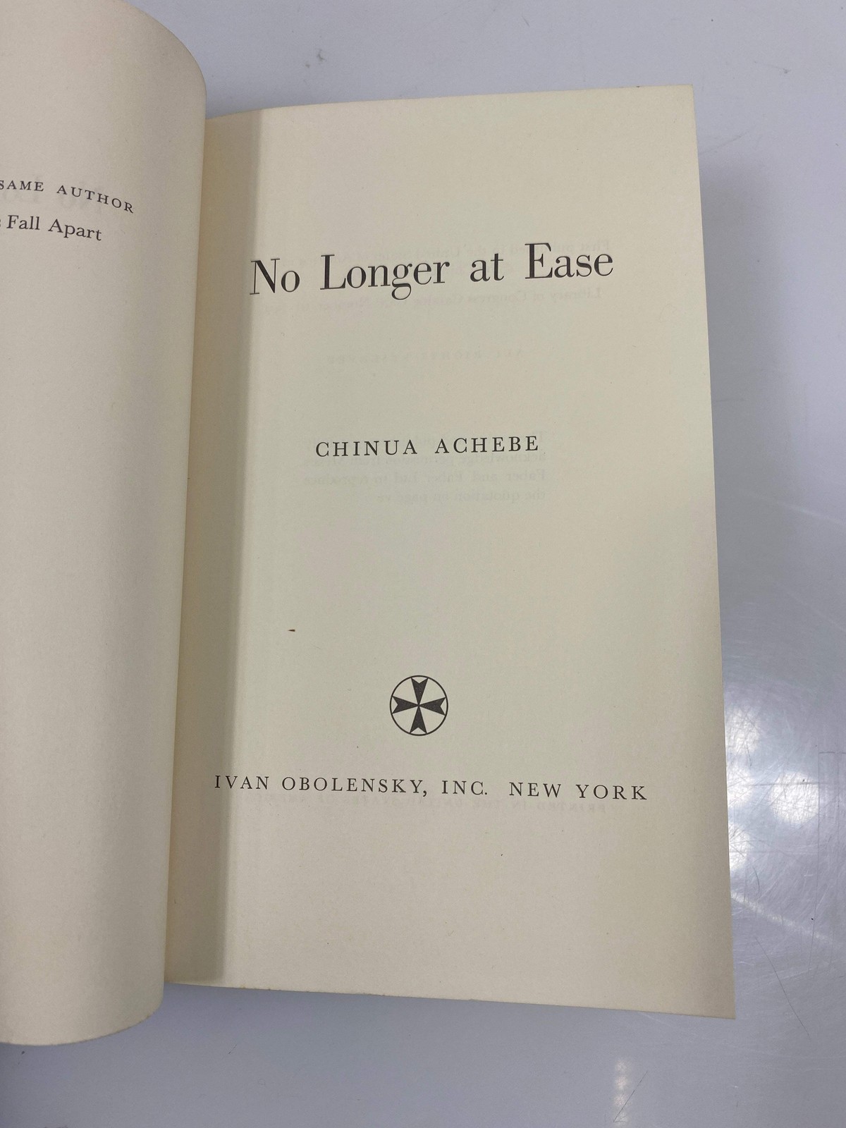 No Longer at Ease Chinua Achebe Ivan Obolensky Inc 1961 HCDJ