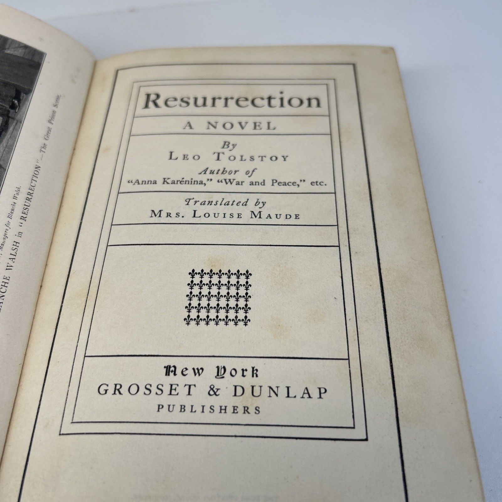 Tolstoy Resurrection 1899 Antique Hardcover Reading Novel Book Grosset & Dunlap