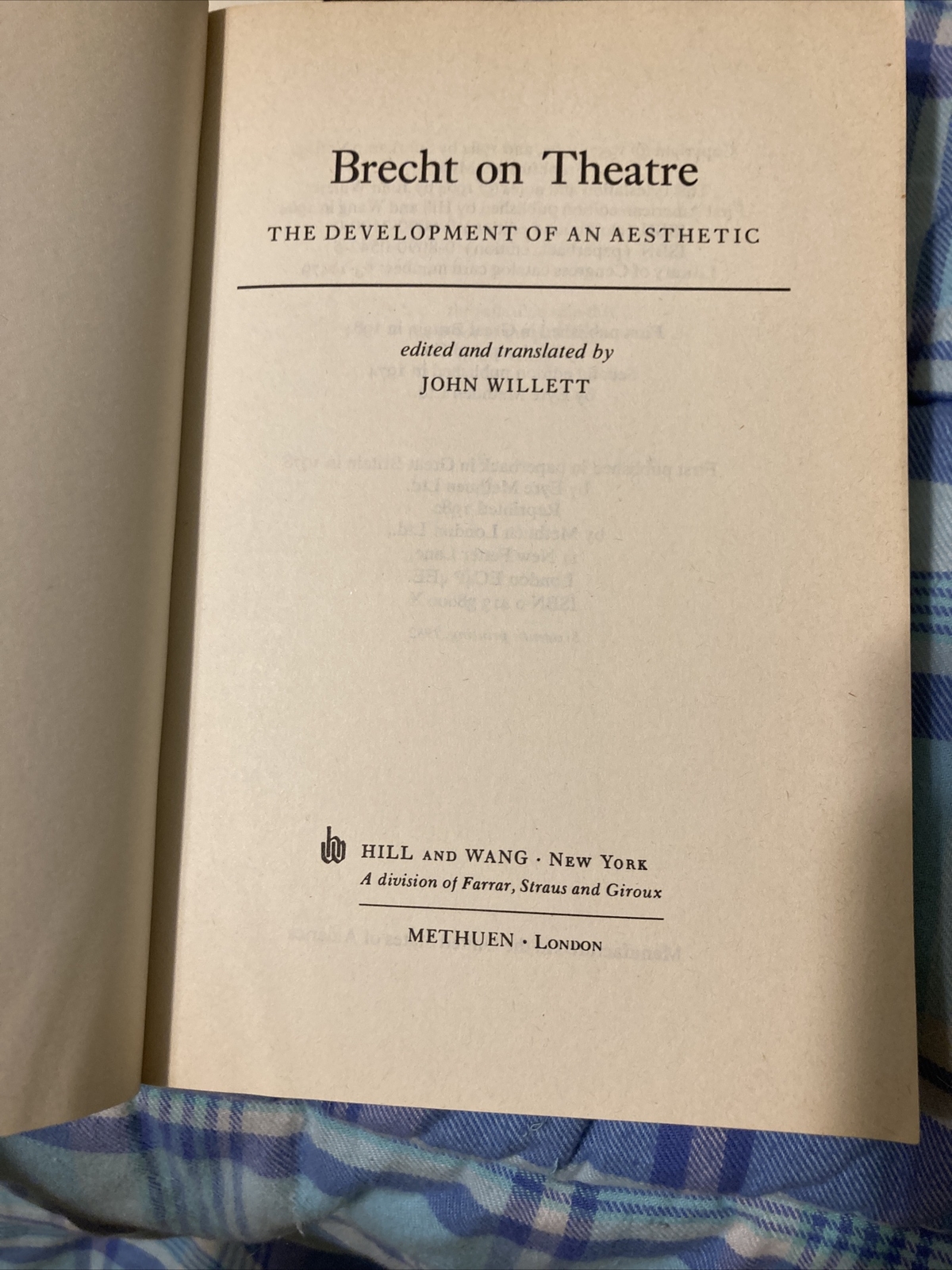 RARE: “Brecht on Theatre” Tran By John Willett, 1964 Hill & Wang 1st Ed PB LNV