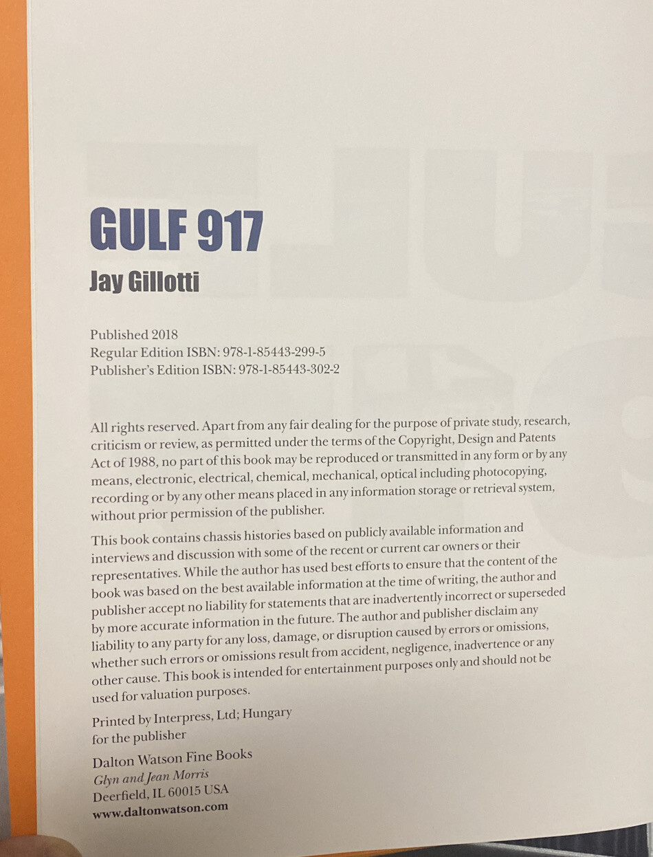 Gulf 917 by Jay Gillotti (2018, Hardcover)