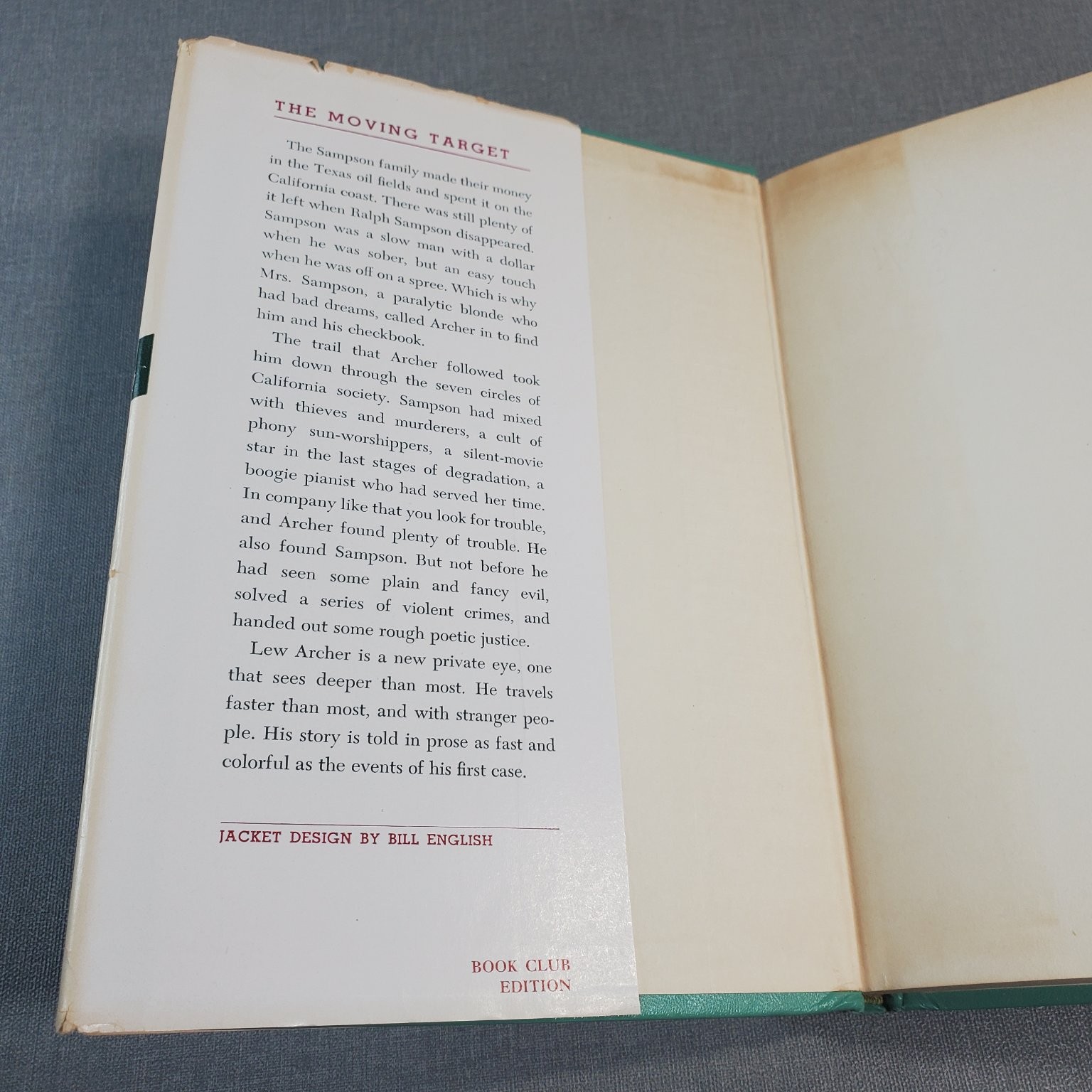 The Moving Target John Macdonald 1949 Book Club Edition Suspense Alfred A. Knopf