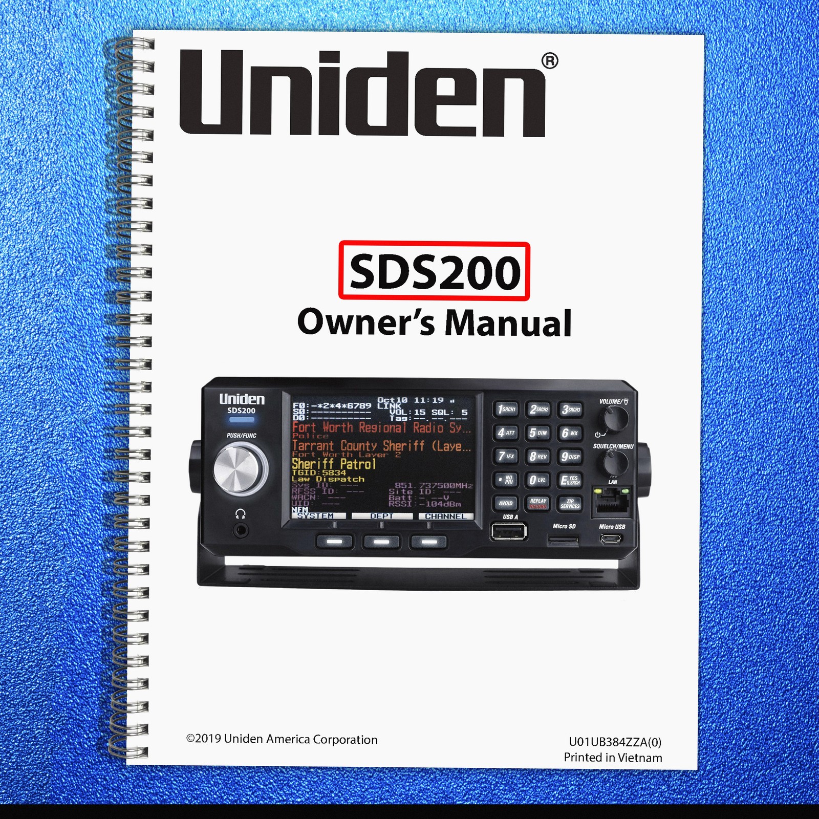 UNIDEN SDS200 Instructions Operating User Manual Guide – TOUGH SPIRAL BINDING