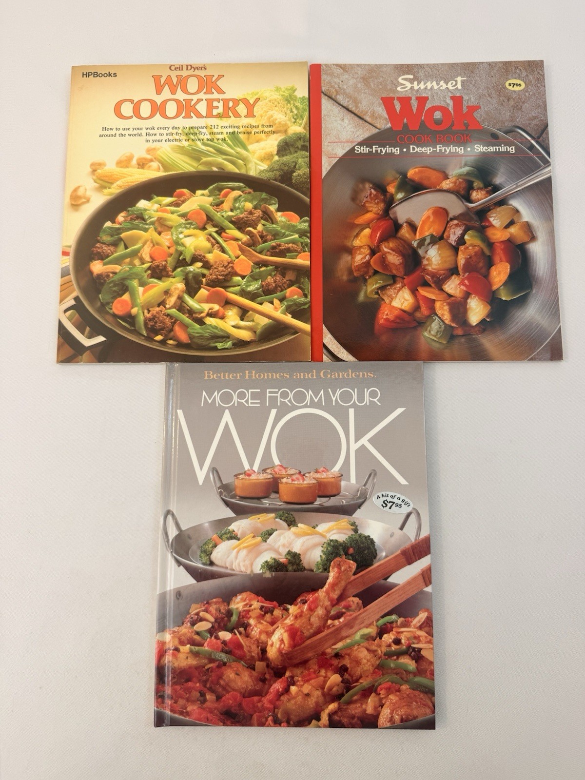 Wok Cookbooks Lot Of 3 Stir Fry Deep Frying Steaming Cookery Methods Fast Ship