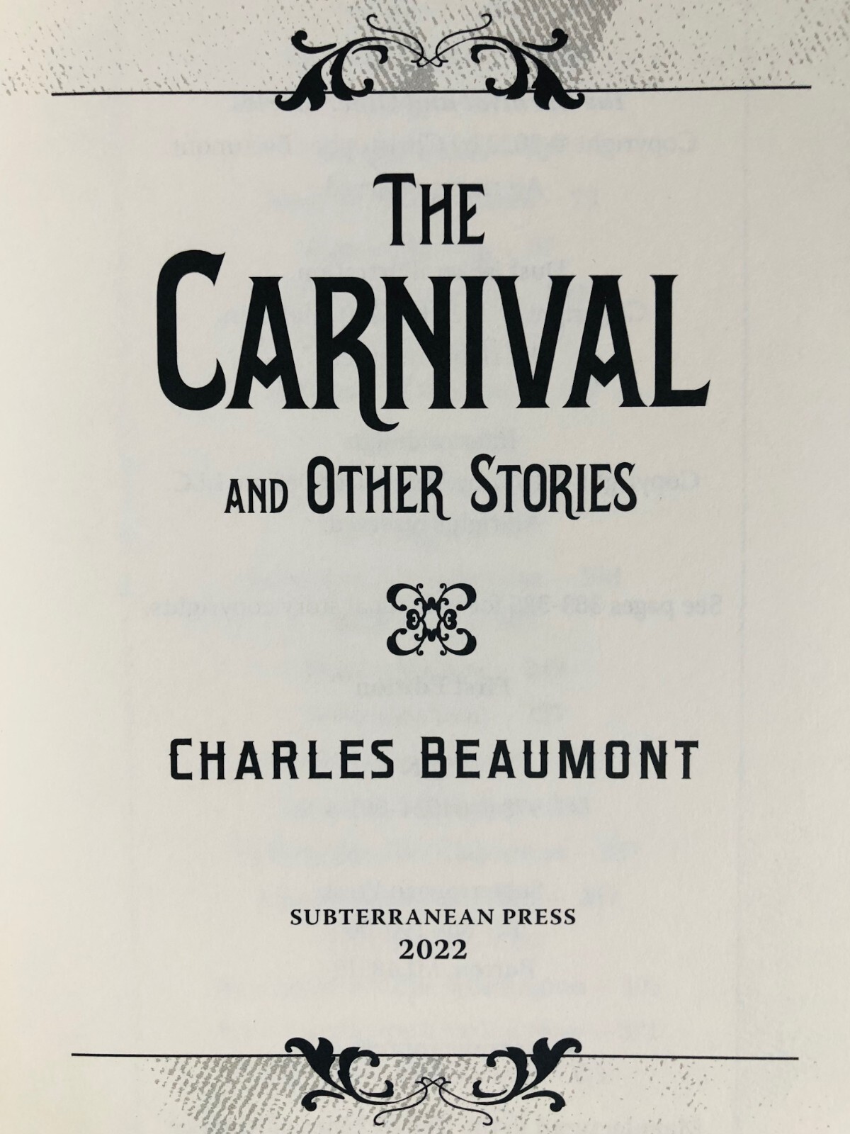 The Carnival and Other Stories by Charles Beaumont SUBTERRANEAN PRESS Numbered