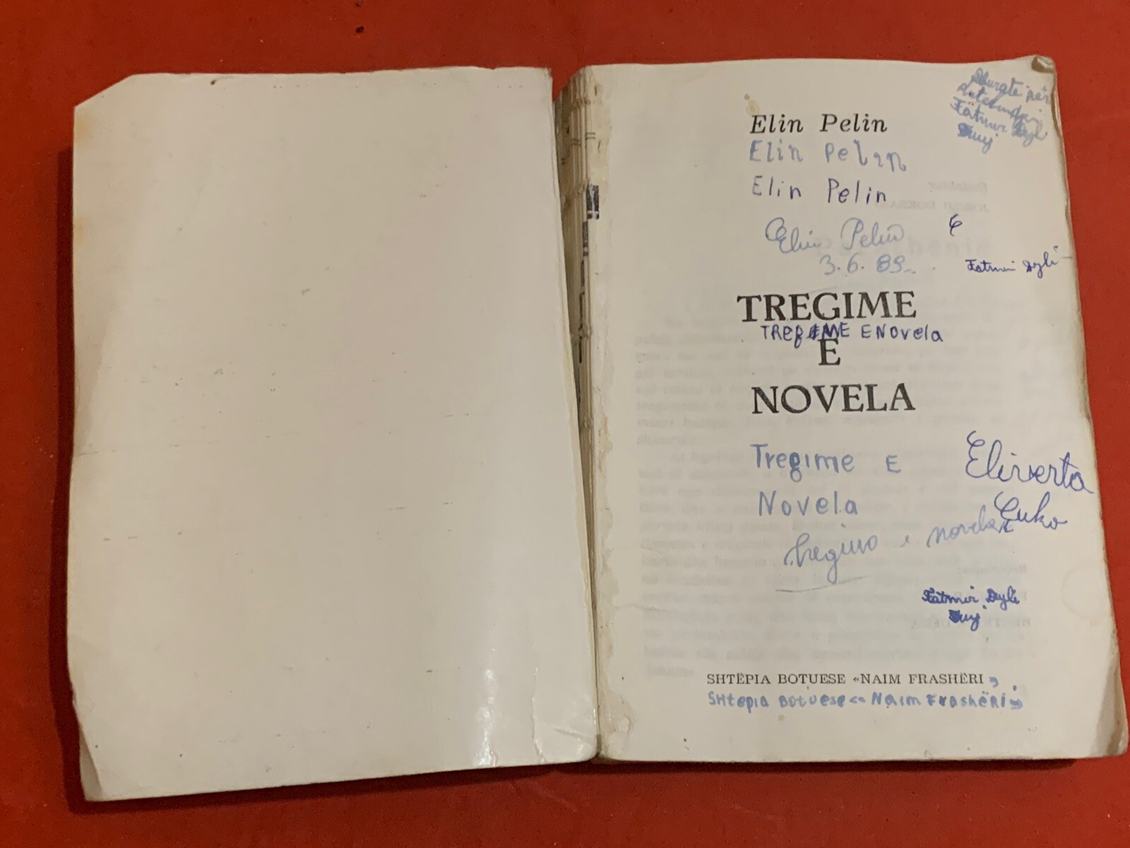 OLD ALBANIAN BOOK-TREGIME E NOVELA-ELIN PELIN-ALBANIAN LANGUAGE-366 pages