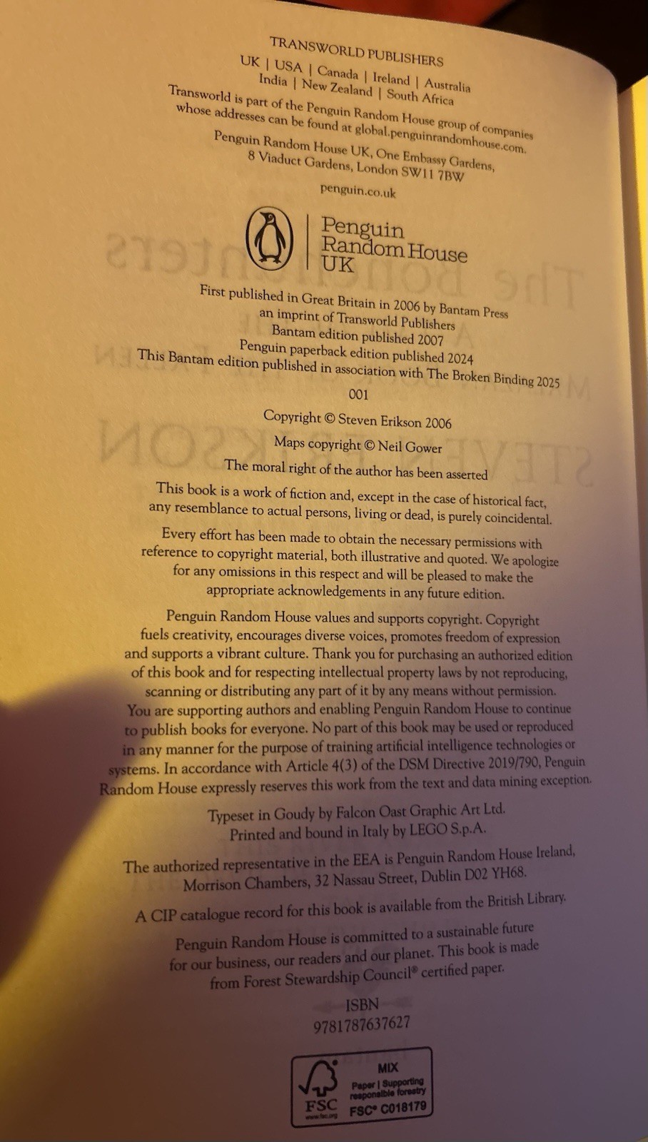 Broken Binding Malazan Books Of The Fallen 1- 6 Signed First Editions