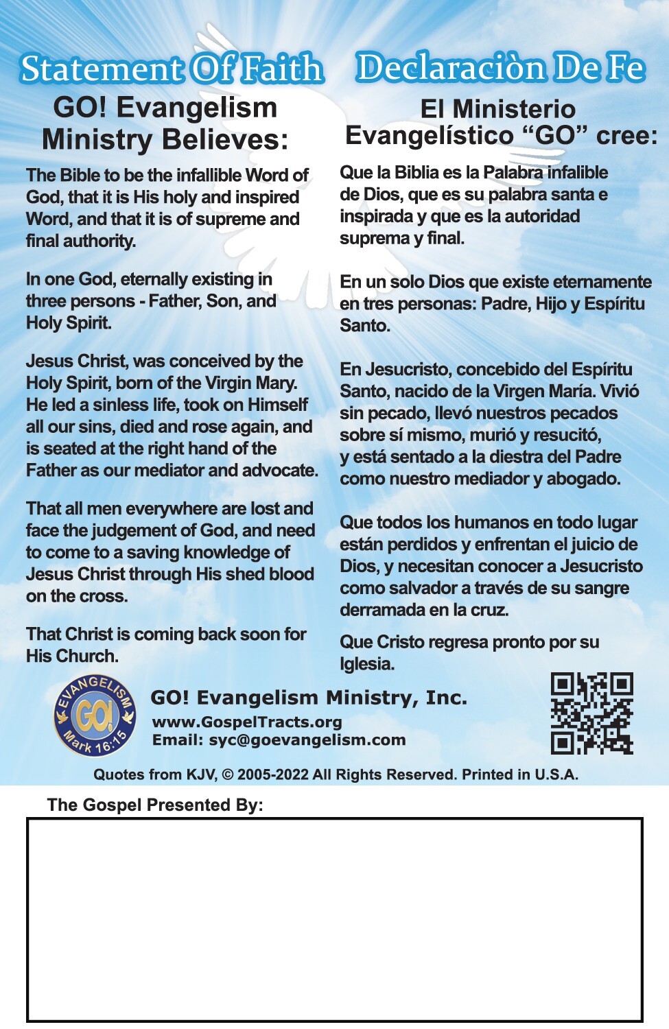 200 Full-Color Gospel Bible Tracts in English & Spanish | 4 Assorted Covers
