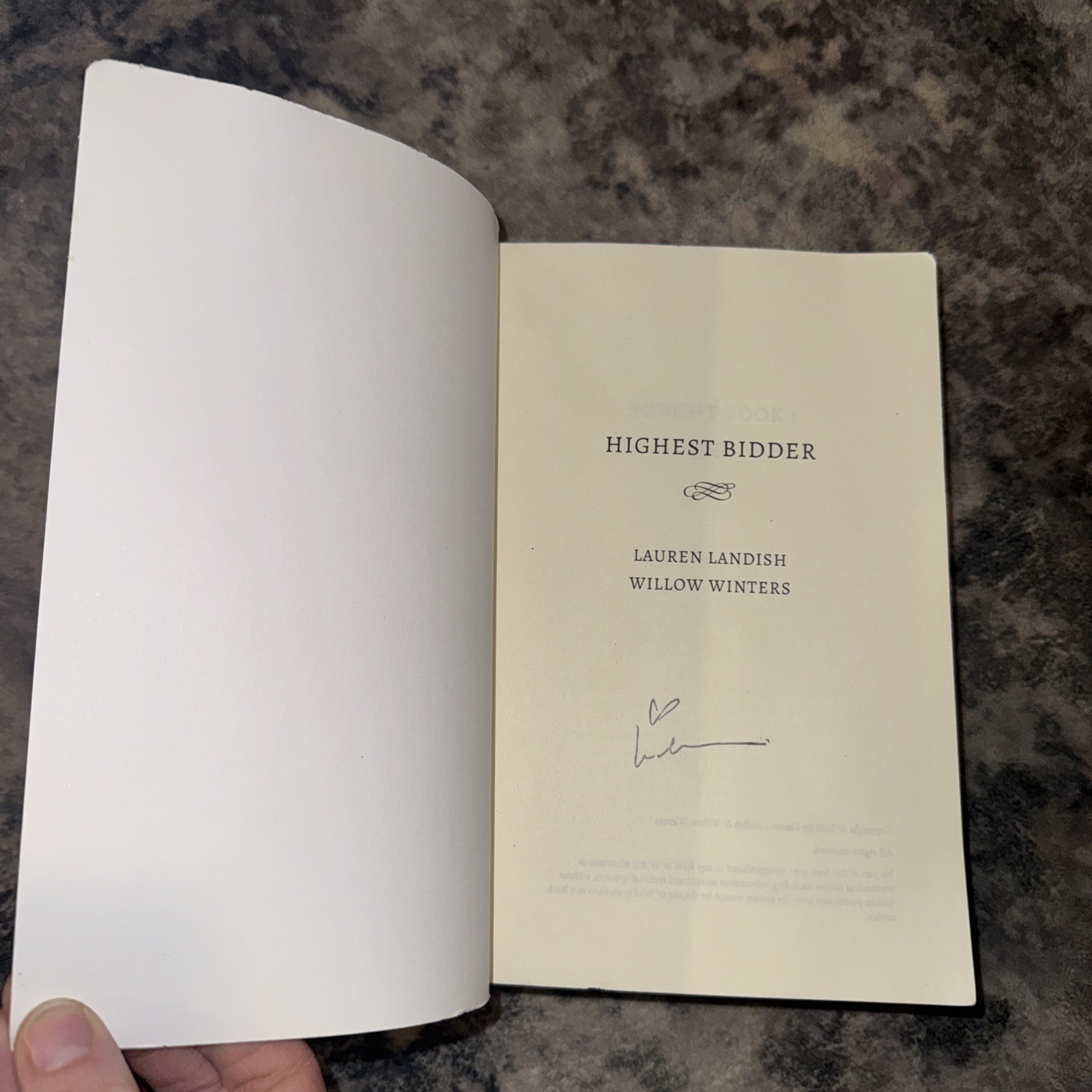 Highest Bidder Paperback Lauren Landish and Willow Winters English – Signed!