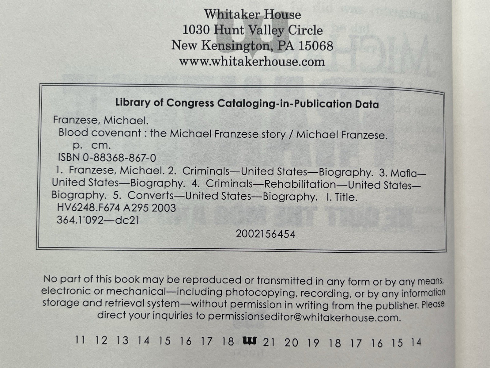 Michael Franzese Blood Covenant Hardcover Whitaker House Signed Organized Crime
