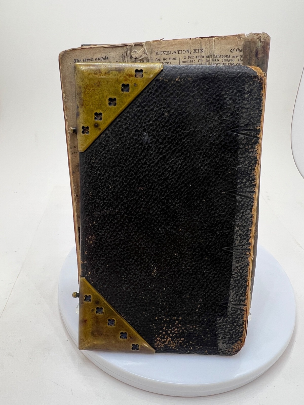 Antique Oxford University Press The Holy BibleLeather Brass Corner Plates 1800s