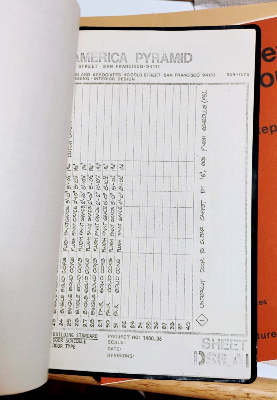 1971 S.F. TRANSAMERICA PYRAMID Space Planning Specifications MORGANELLI HEUMANN