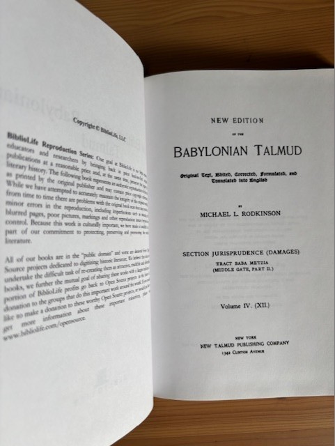 NEW EDITION OF THE BABYLONIAN TALMUD BIBLIOLIFE REPRODUCTION SERIES