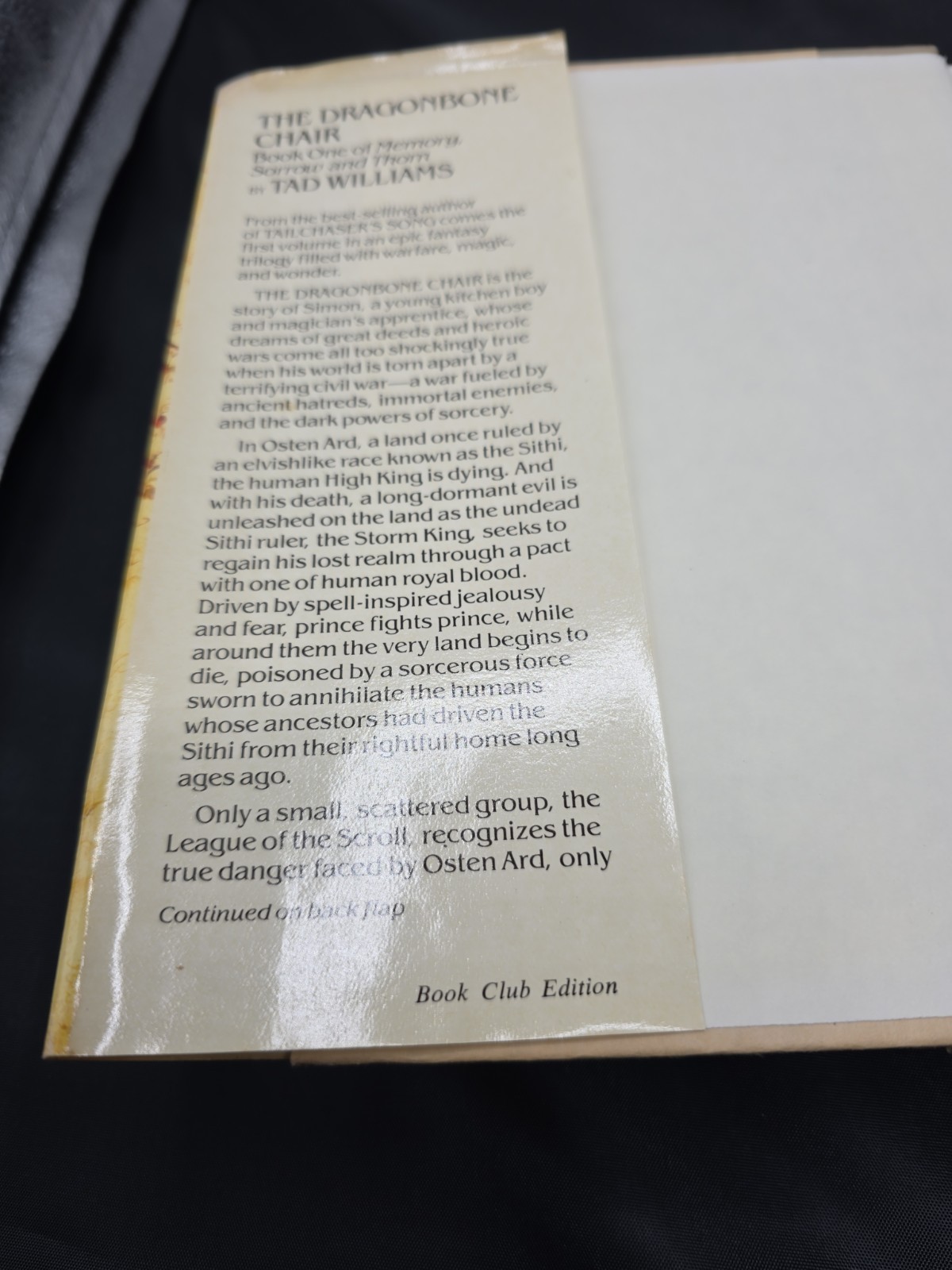 The Dragonbone Chair by Tad Williams Hardcover w/ DJ 1988 BCE Book Club Edition