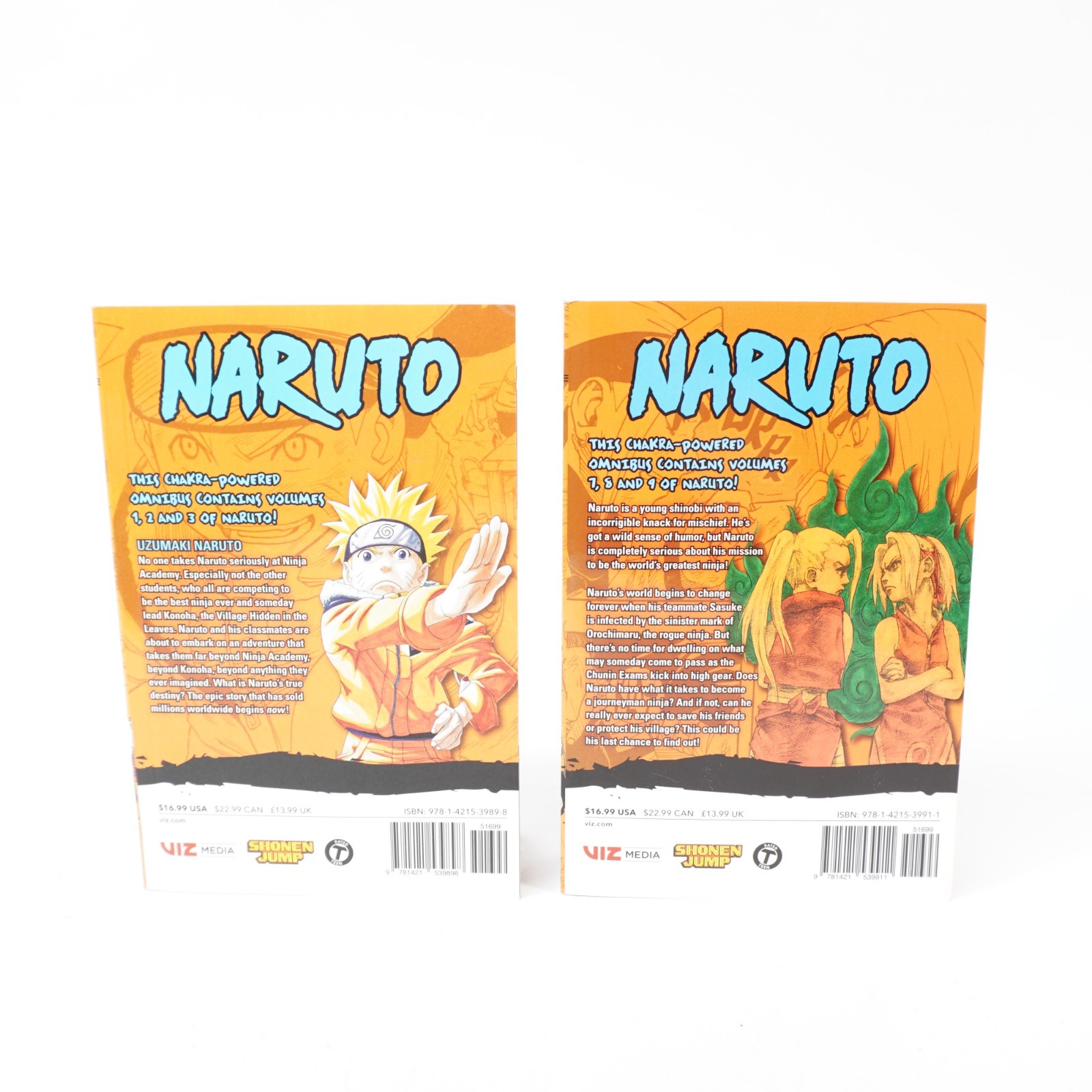 Naruto 3 in 1 book set Volumes 1 2 3 7 8 9