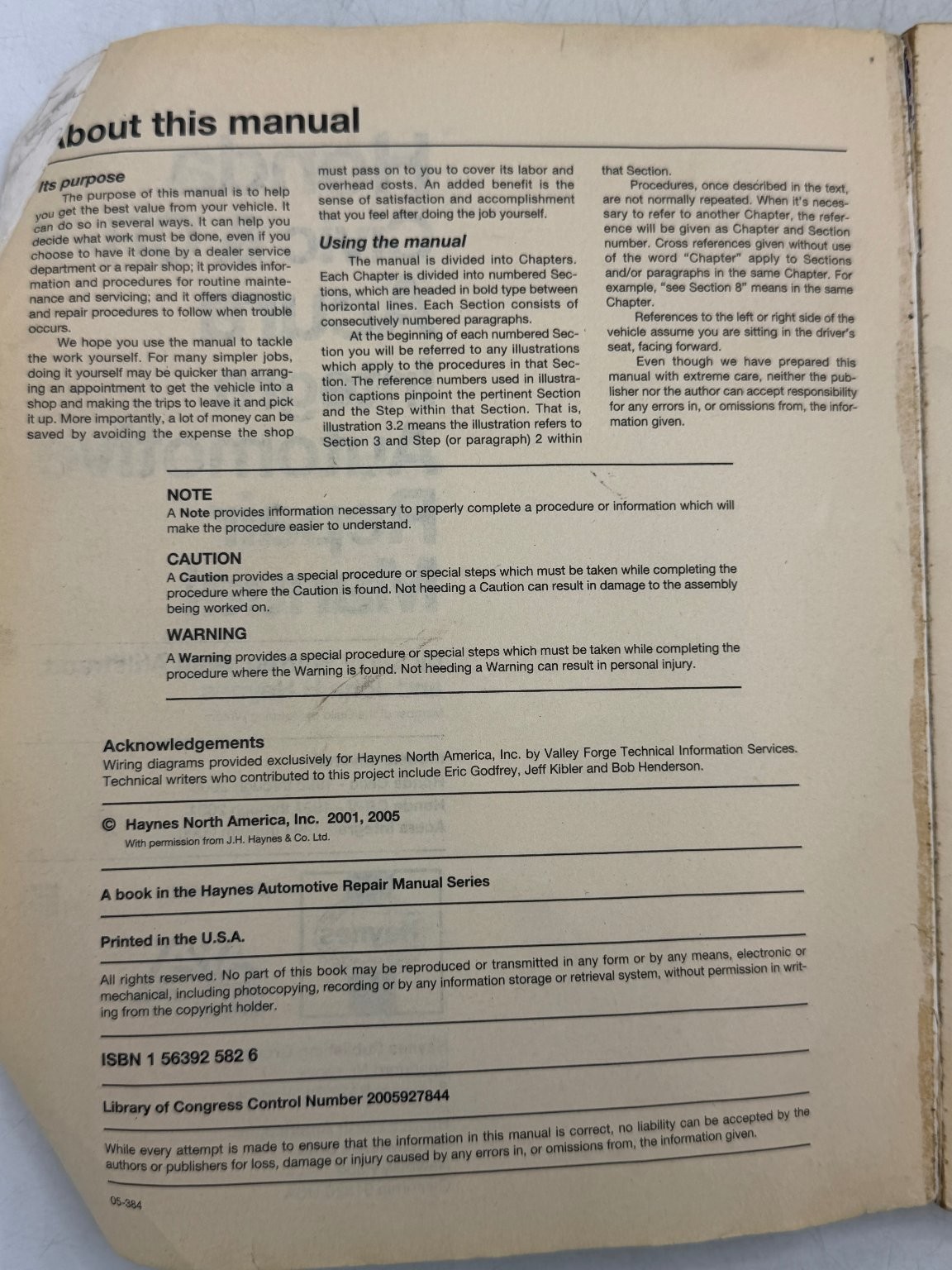 Honda Civic CR-V Acura Integra Haynes Repair Manual 2005 Automotive DIY