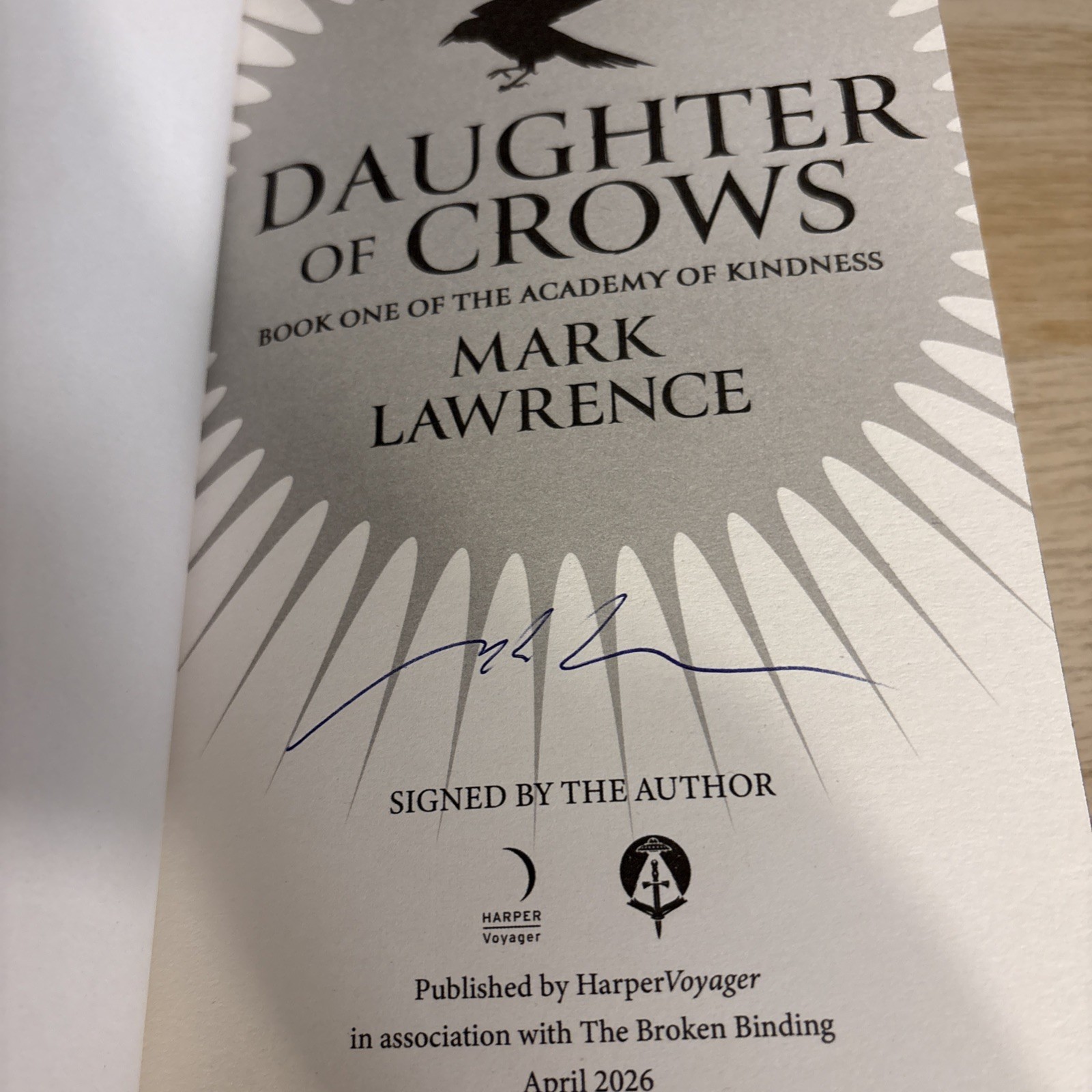 Daughter of Crows by Mark Lawrence Signed Exclusive Edition The Broken Binding