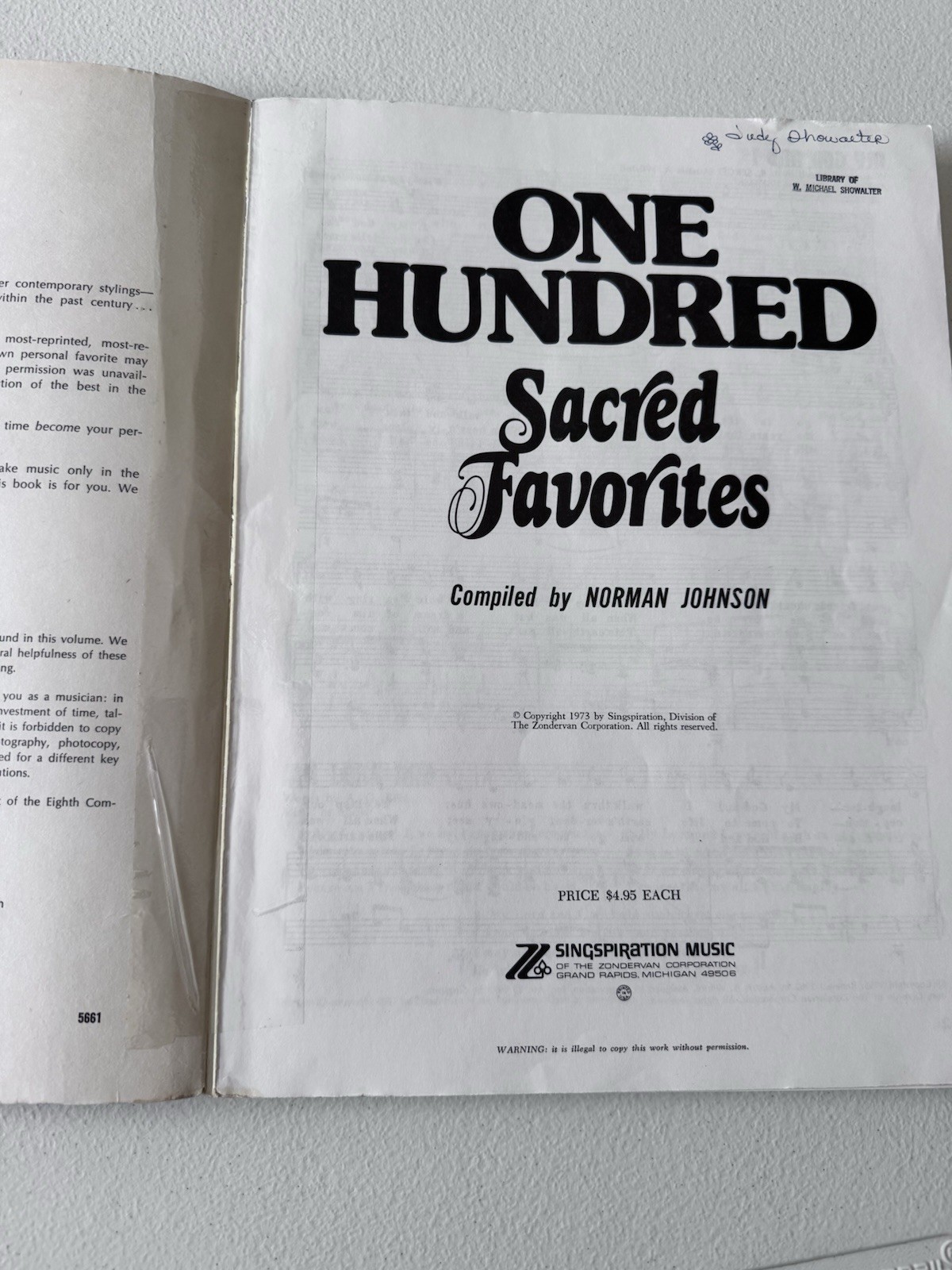 One Hundred Sacred Favorites Norman Johnson 1973 Singspiration Best Loved Songs