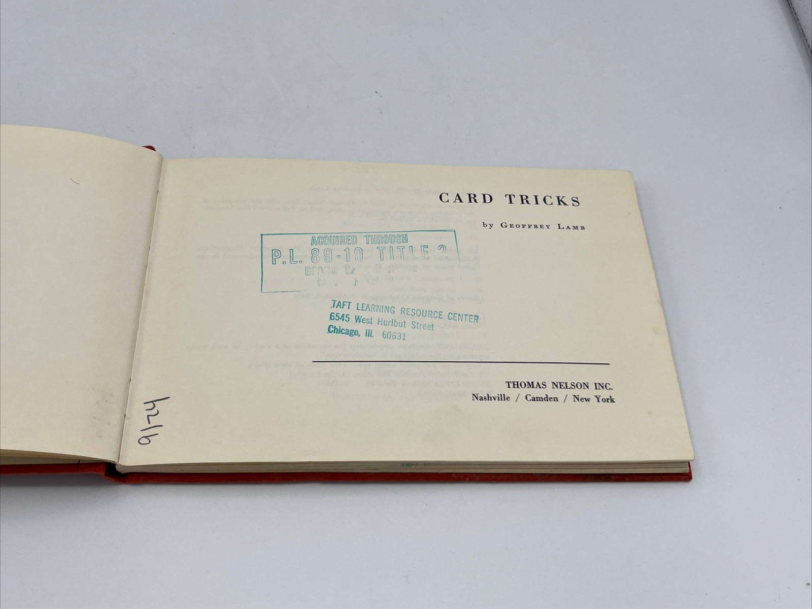 Card Tricks by Geoffrey Lamb 1973 88 Pages Hardcover