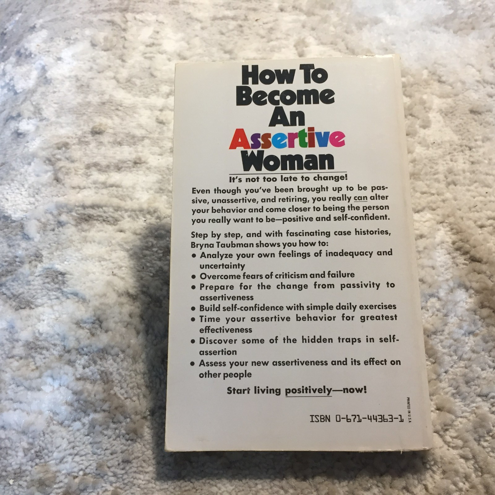 How To Become An Assertive Woman Bryna Taubman 1976 Pocket Books Self Help Book