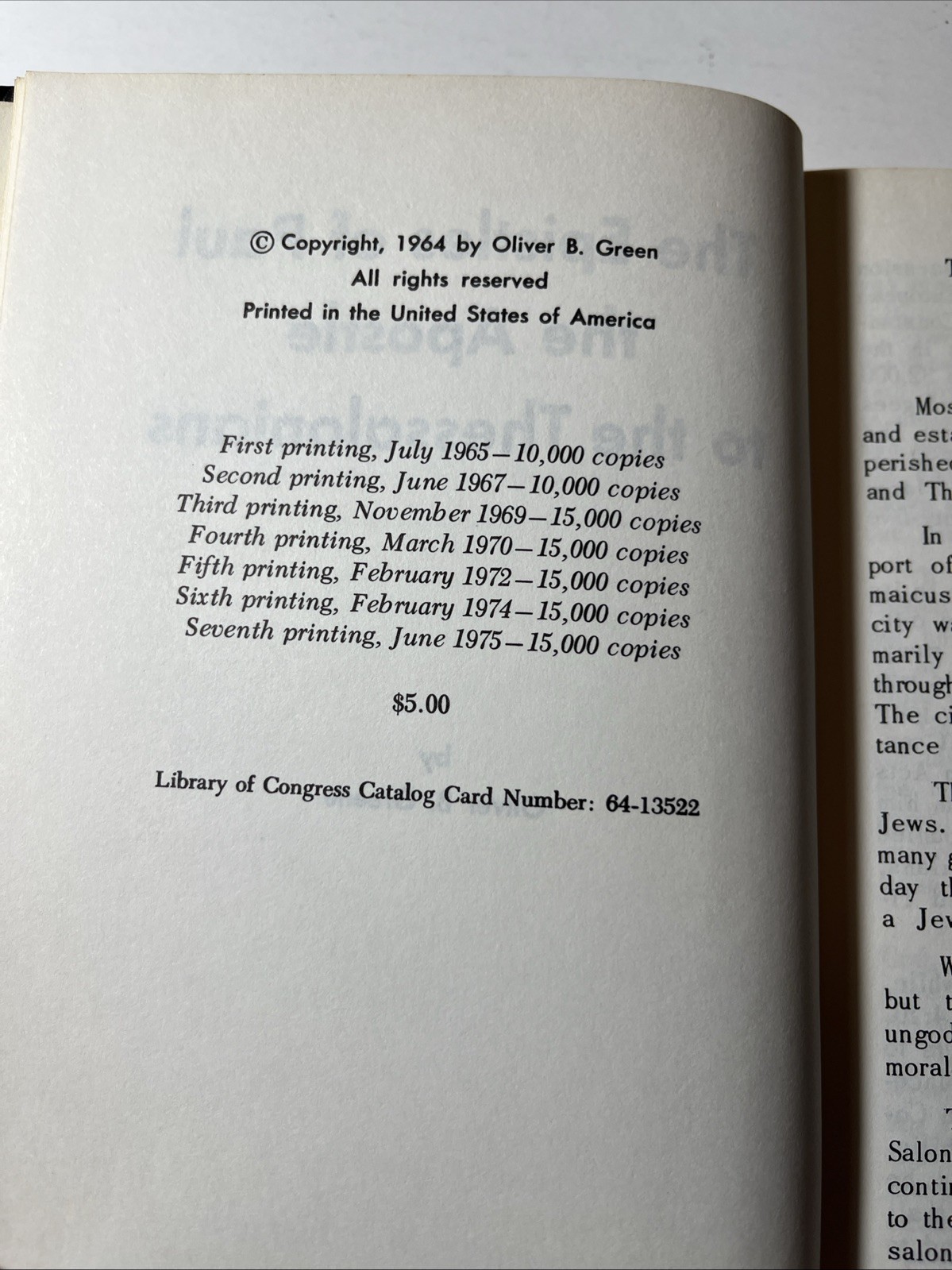 The Epistles of Paul the Apostle to the Thessalonians by Oliver B Greene 1975 HC