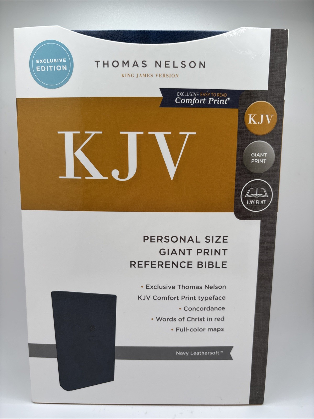 KJV Personal Size Giant Print Reference Bible Thomas Nelson Navy Leathersoft New