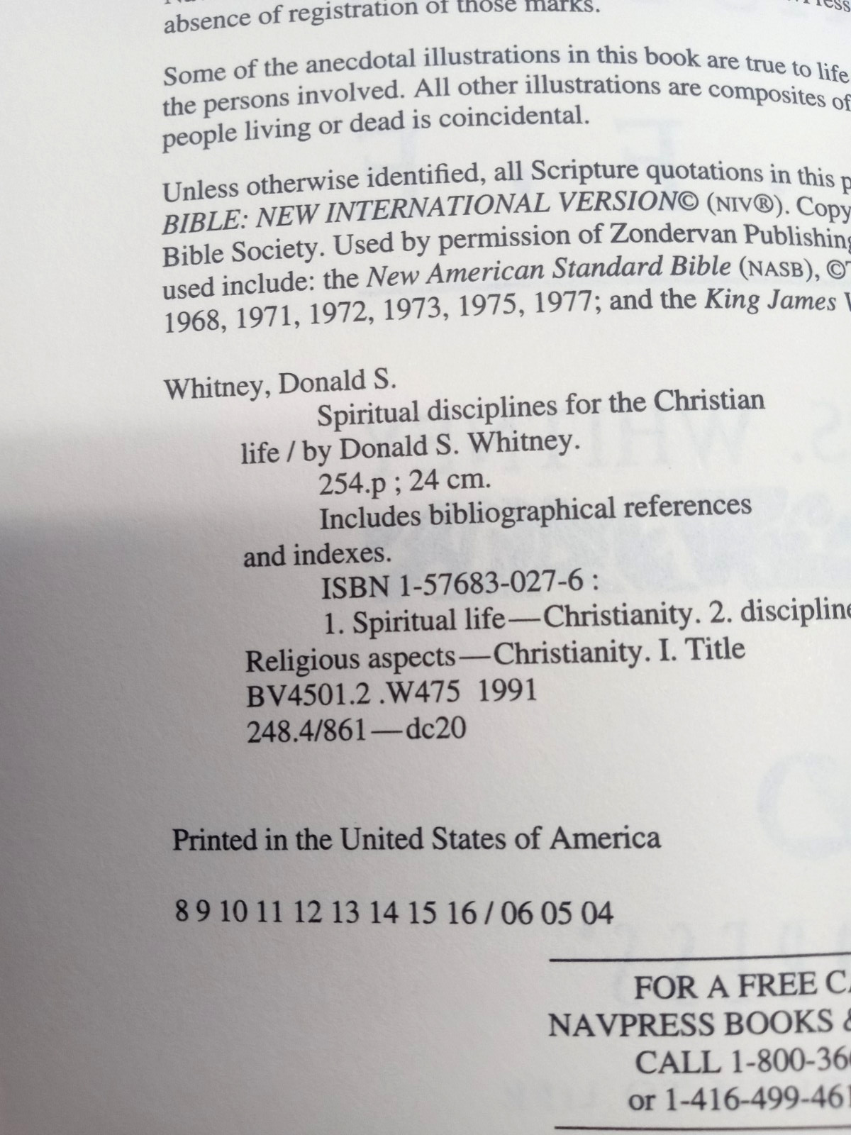 Spiritual Disciplines for the Christian Life by Donald S. Whitney Softcover Book