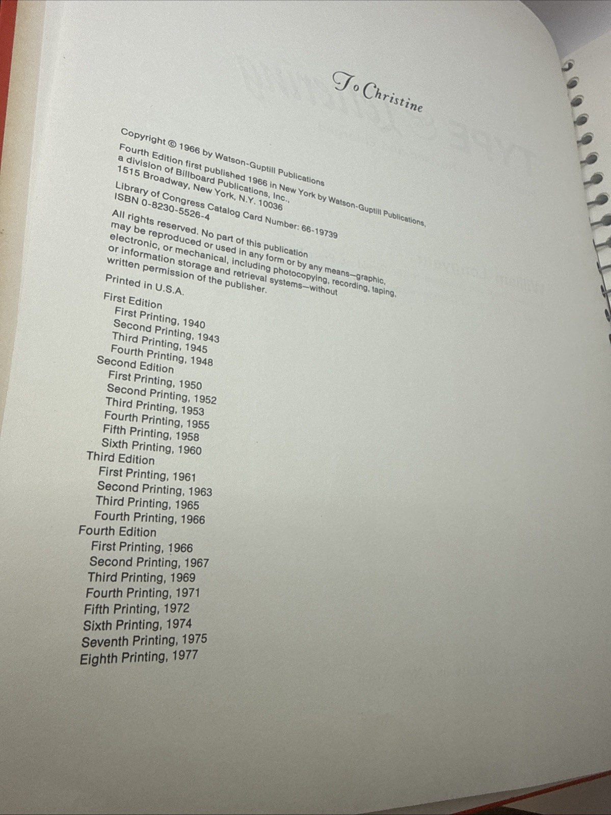 1966 Type & Lettering William Longyear VTG Revised 4th Edition Spiral Bound HC