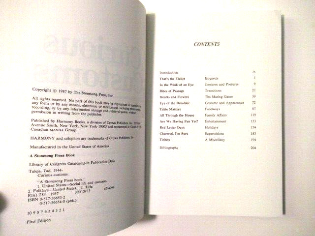 CURIOUS CUSTOMS-Stories Behind 296 Popular American Rituals-210 pages of Fun