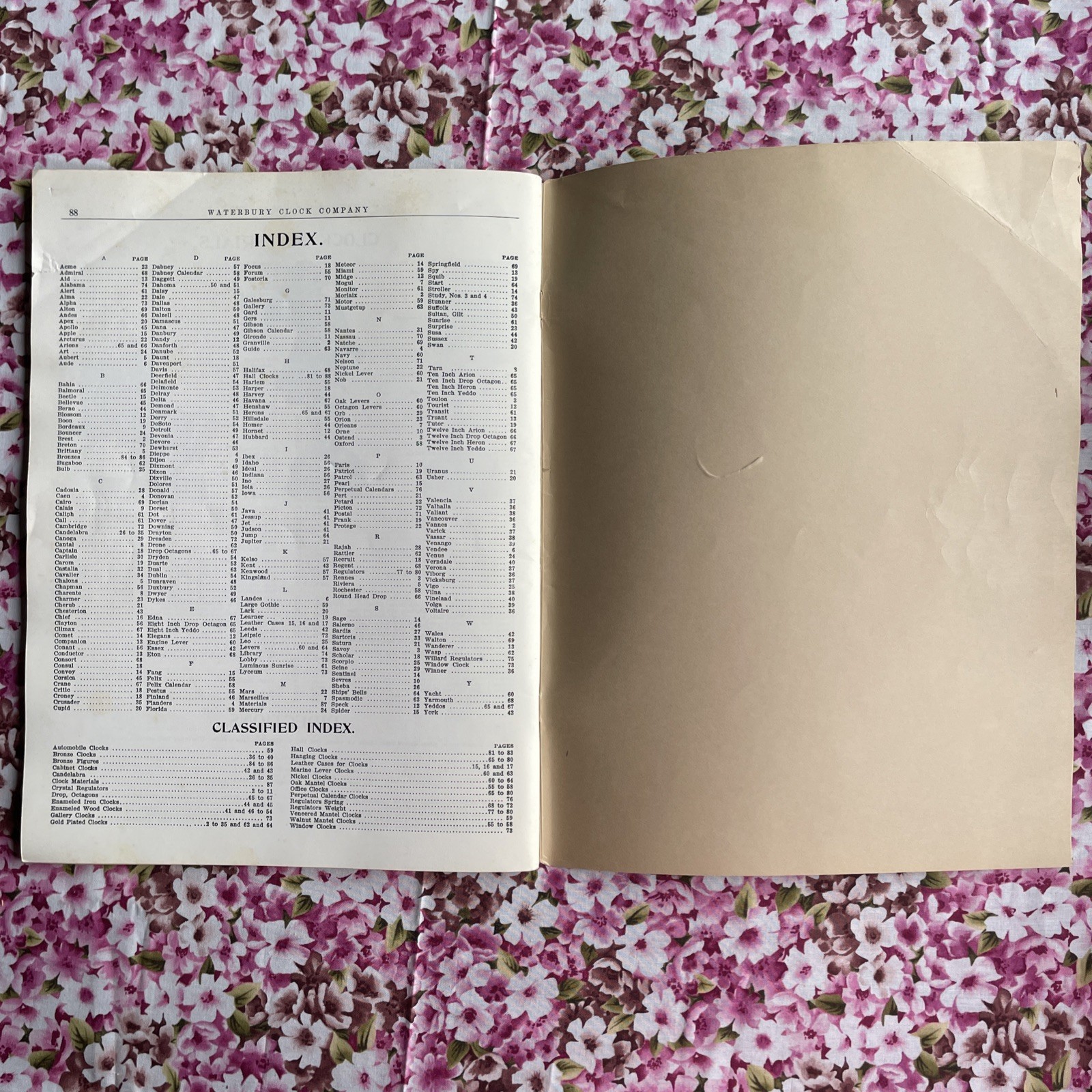 Waterbury Clocks Company ~ Catalogue No. 154 1908-1909 (PB Reprint 88 Pages)