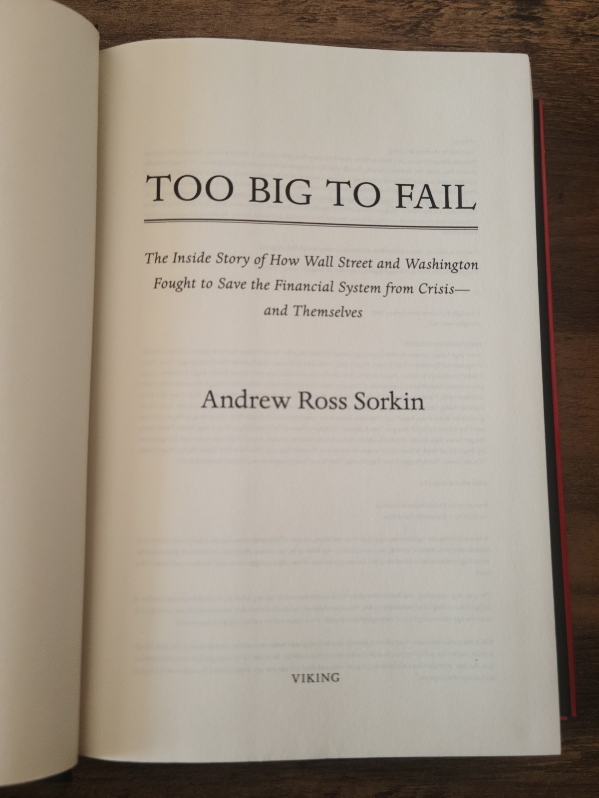 Too Big to Fail: The Inside Story Andrew Sorkin 2009 Hardcover HC First Edition