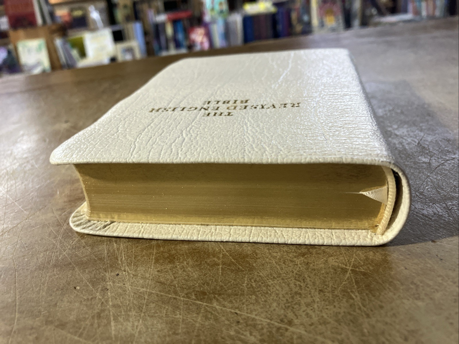 Revised English Bible (REB) White French Morocco Leather Rare Cambridge REB172W
