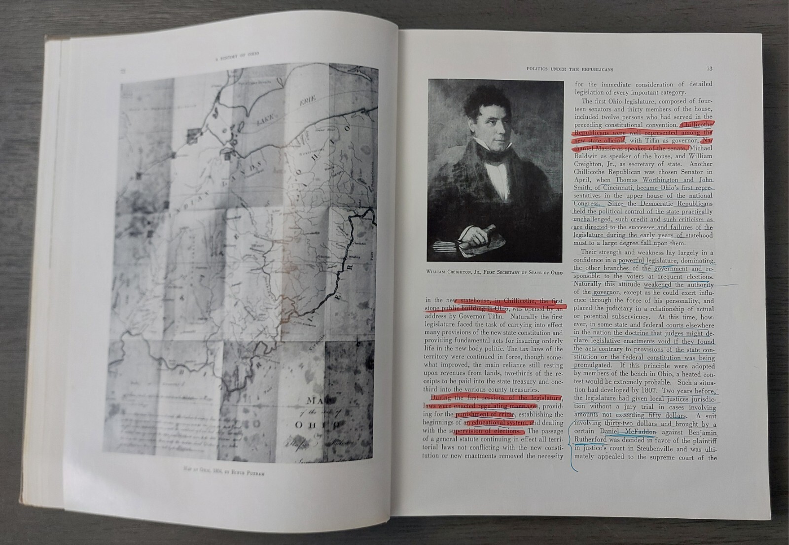 Vintage 1961 „A History of Ohio“ Roseboom/Weisenburger Hardcover