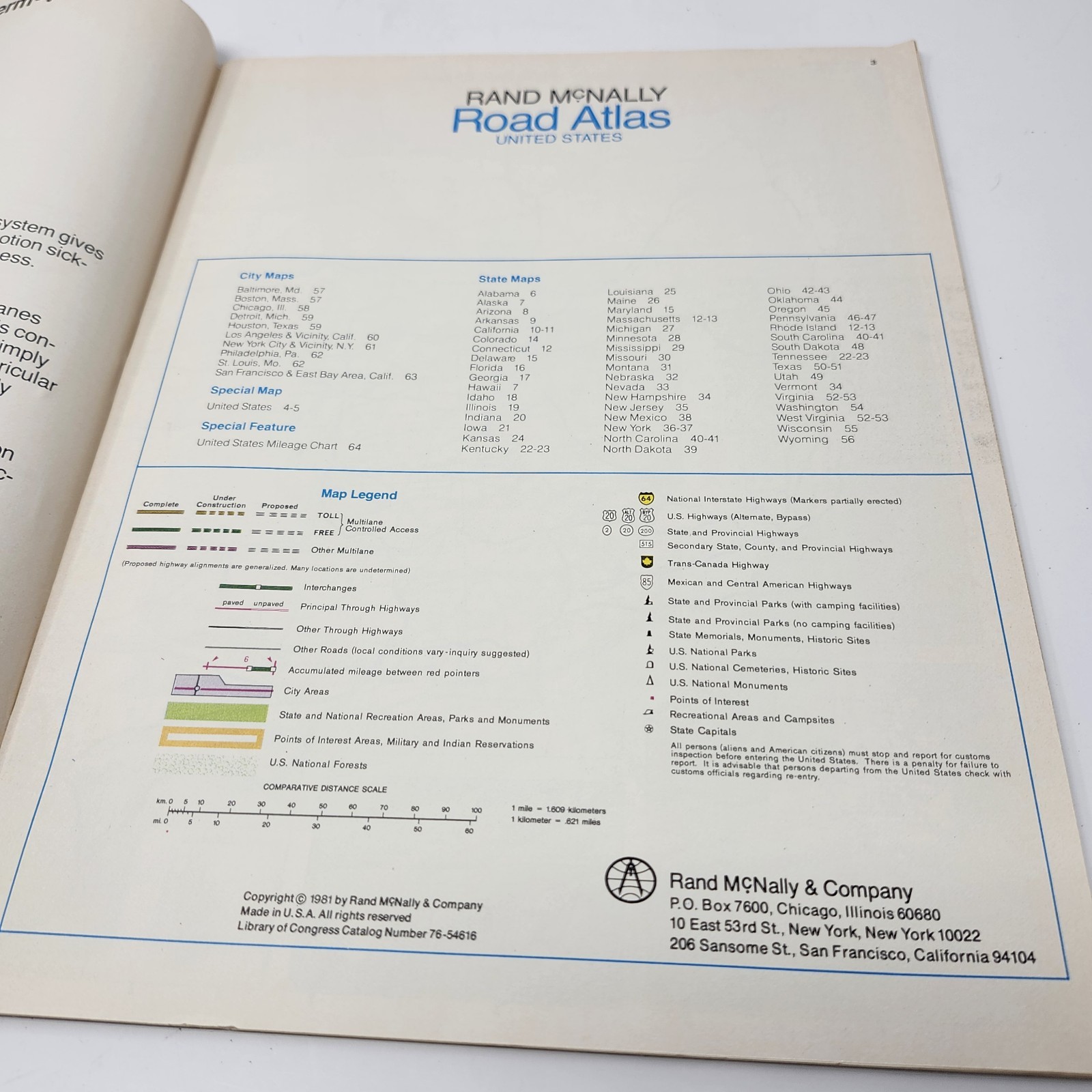 Vintage Rand McNally Road Atlas & Travel Guide USA Mexico Canada 1981 Map Book