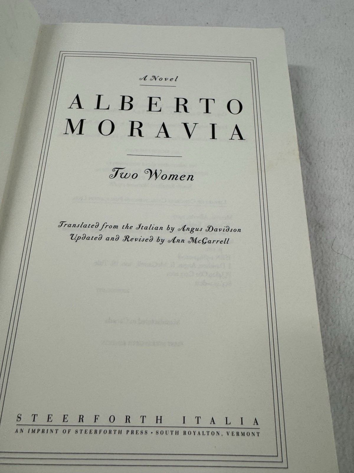 Two Women by Alberto Moravia (2001, Trade Paperback)