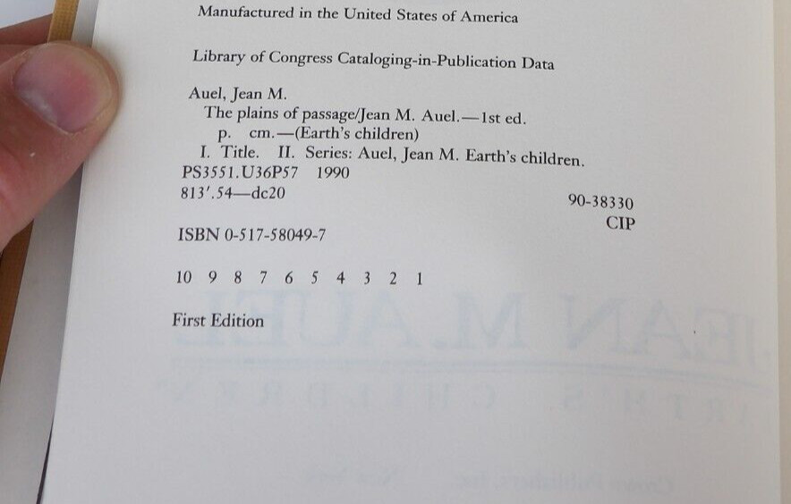 Earth’s Children Ser.: The Plains of Passage : A Novel by Jean M. Auel 1990 1st