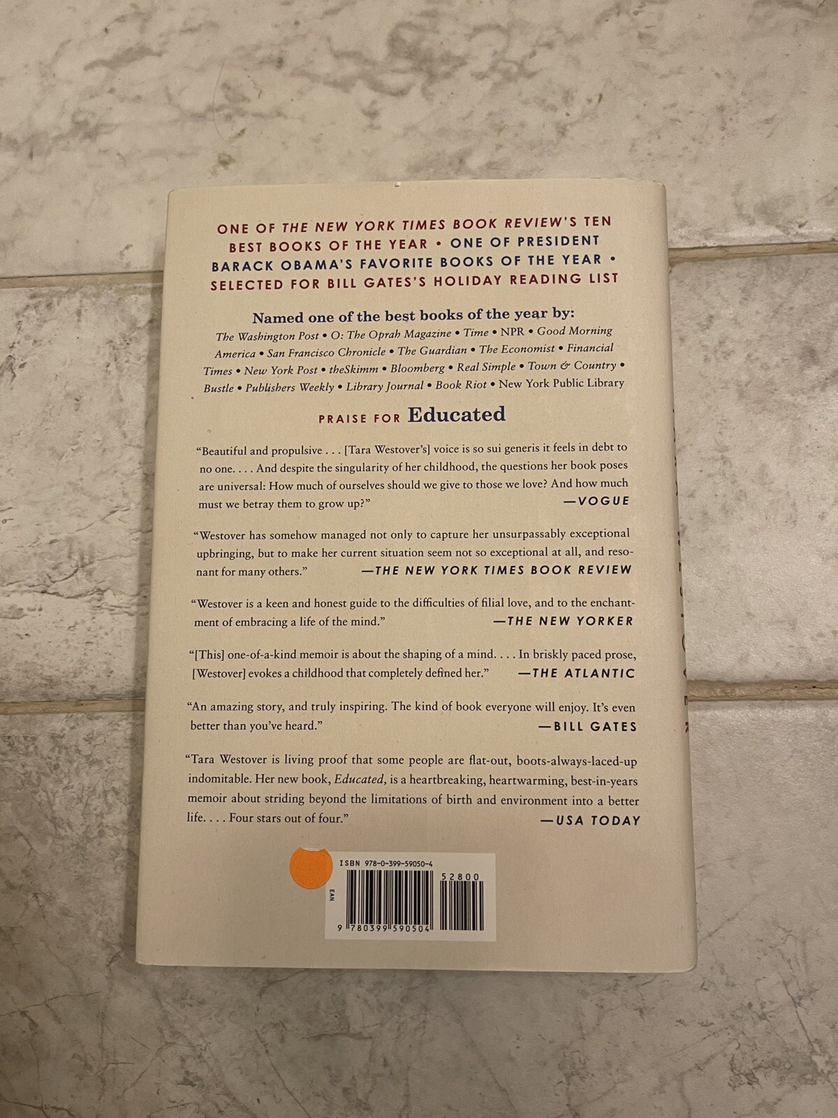 Educated A Memoir : Tara Westover NYT Best Book Very Good Hardcover 2018 Nonfic