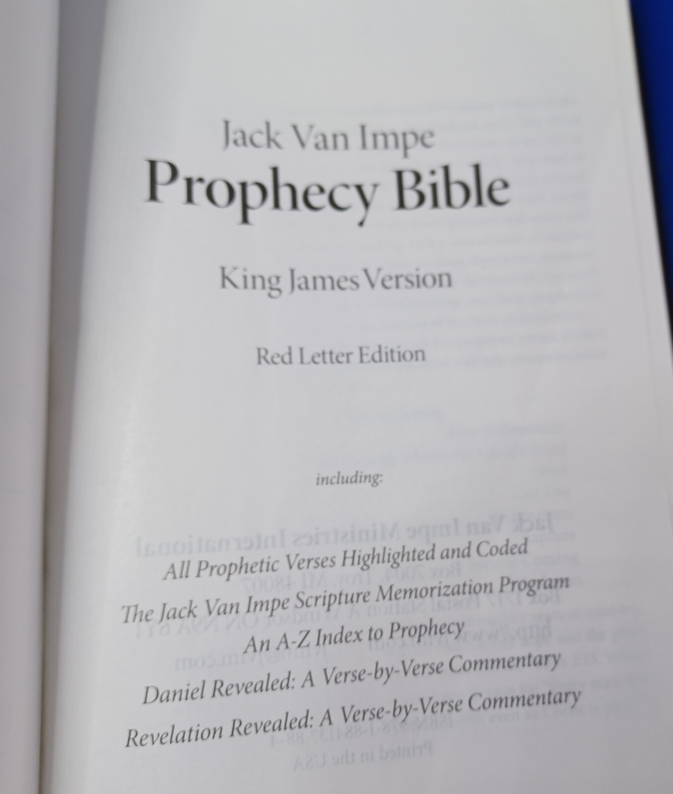 The Jack Van Impe Prophecy Bible Red Letter King James Limited Ed Gilt Pages