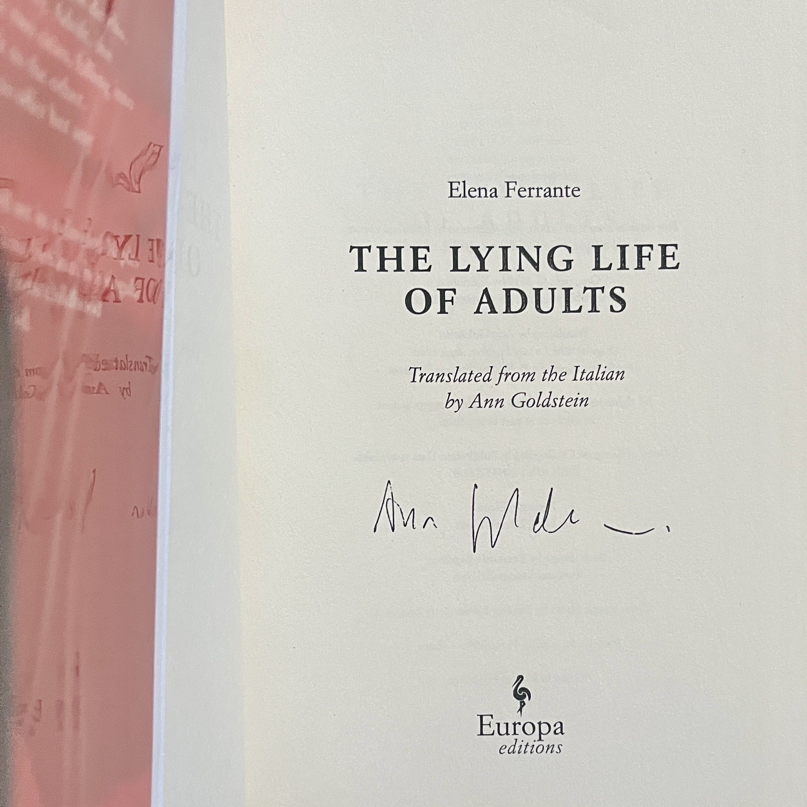 Signed 1st/1st HC The Lying Life of Adults by Elena Ferrante