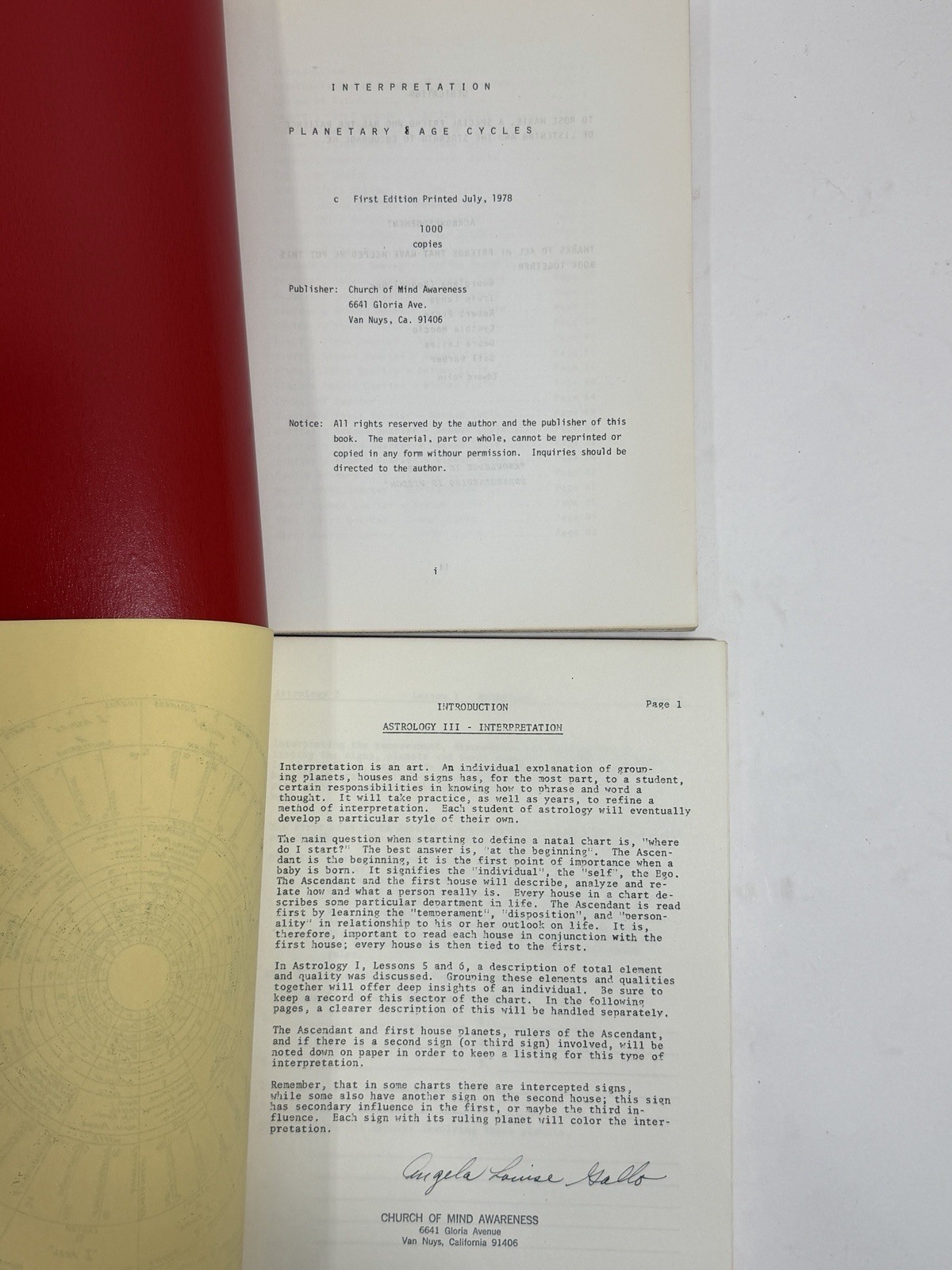 2 Rare Angela Gallo Astrology Books Church of Mind Awareness 1978 1st Ed