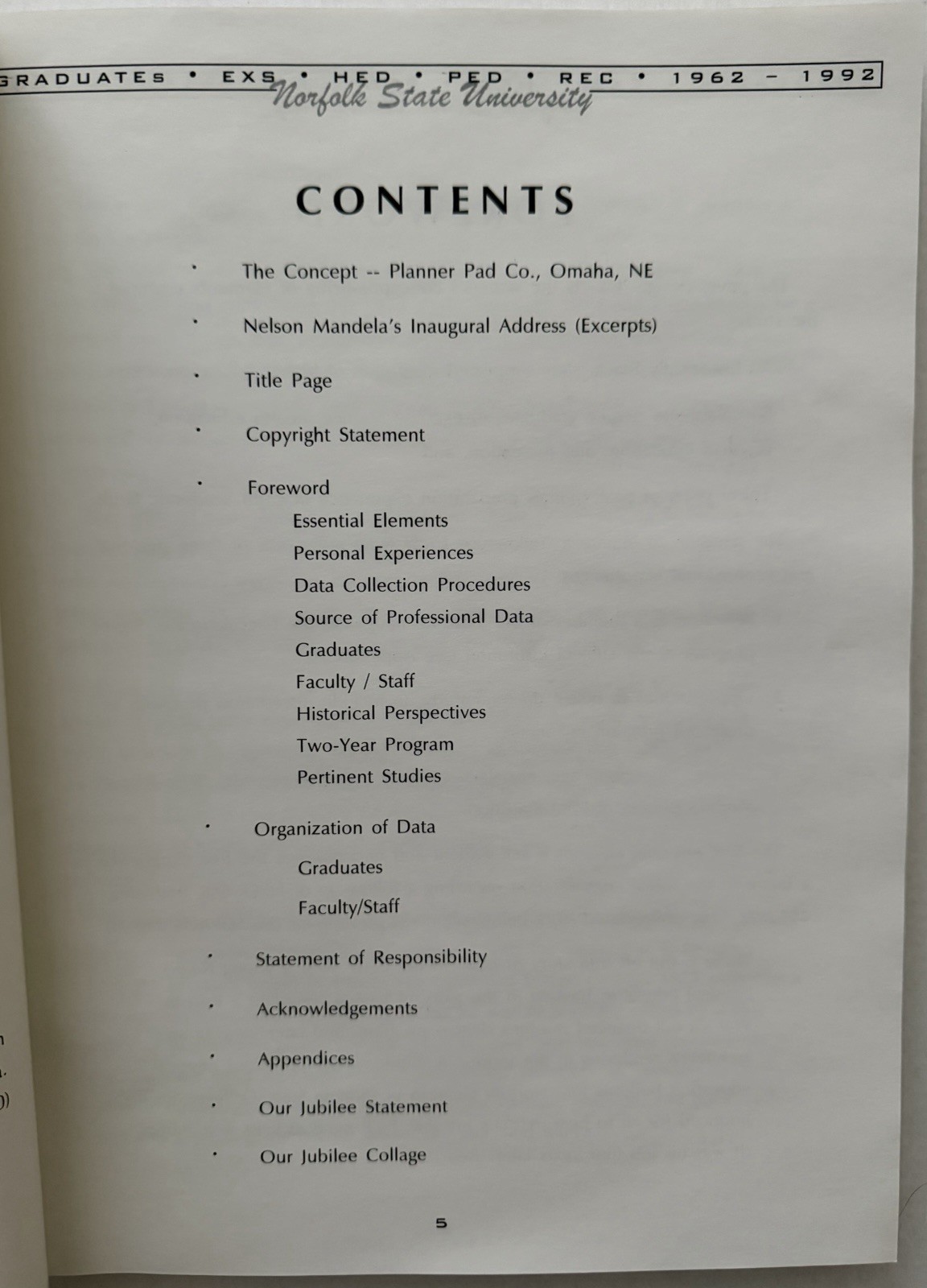 1962 – 1992 NORFOLK STATE UNIVERSITY EXS HED PED REC GRADUATES BOOK 174 PAGES