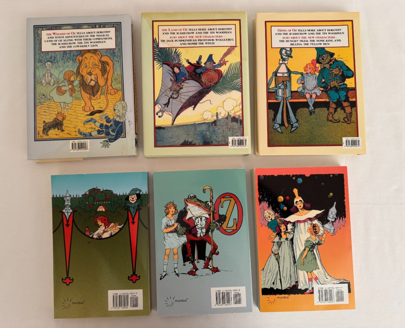 Wizard of Oz Books by L. Frank Baum Lot of 6 Large Print Books, 3 HC w/DJ, 3 PB