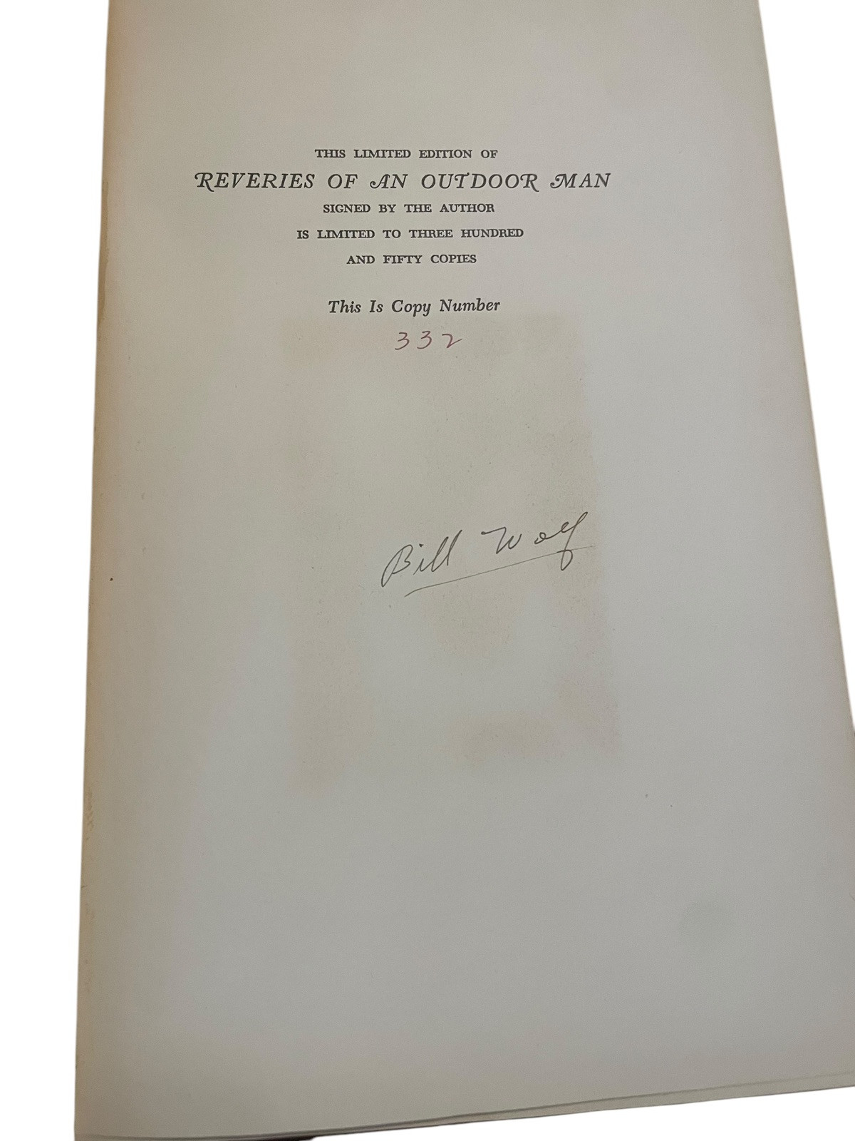 Reveries Of An Outdoor Man (1946 HC Book) Signed Limited First Ed. #332/350