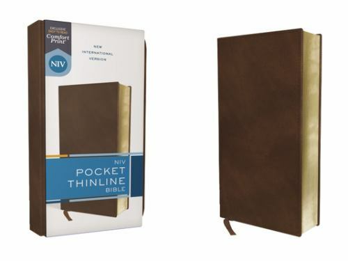 NIV Pocket Thinline Bible, Leathersoft, Brown, Red Letter, Comfort Print – Zonde