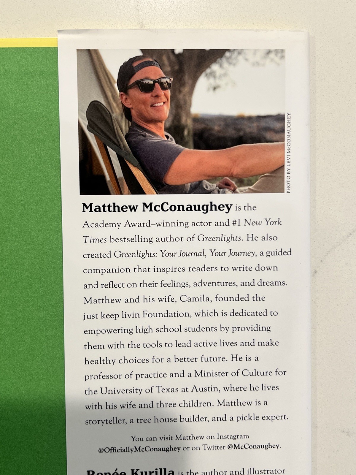 AUTOGRAPHED Matthew McConaughey SIGNED Book Just Because AUTOGRAPH #2