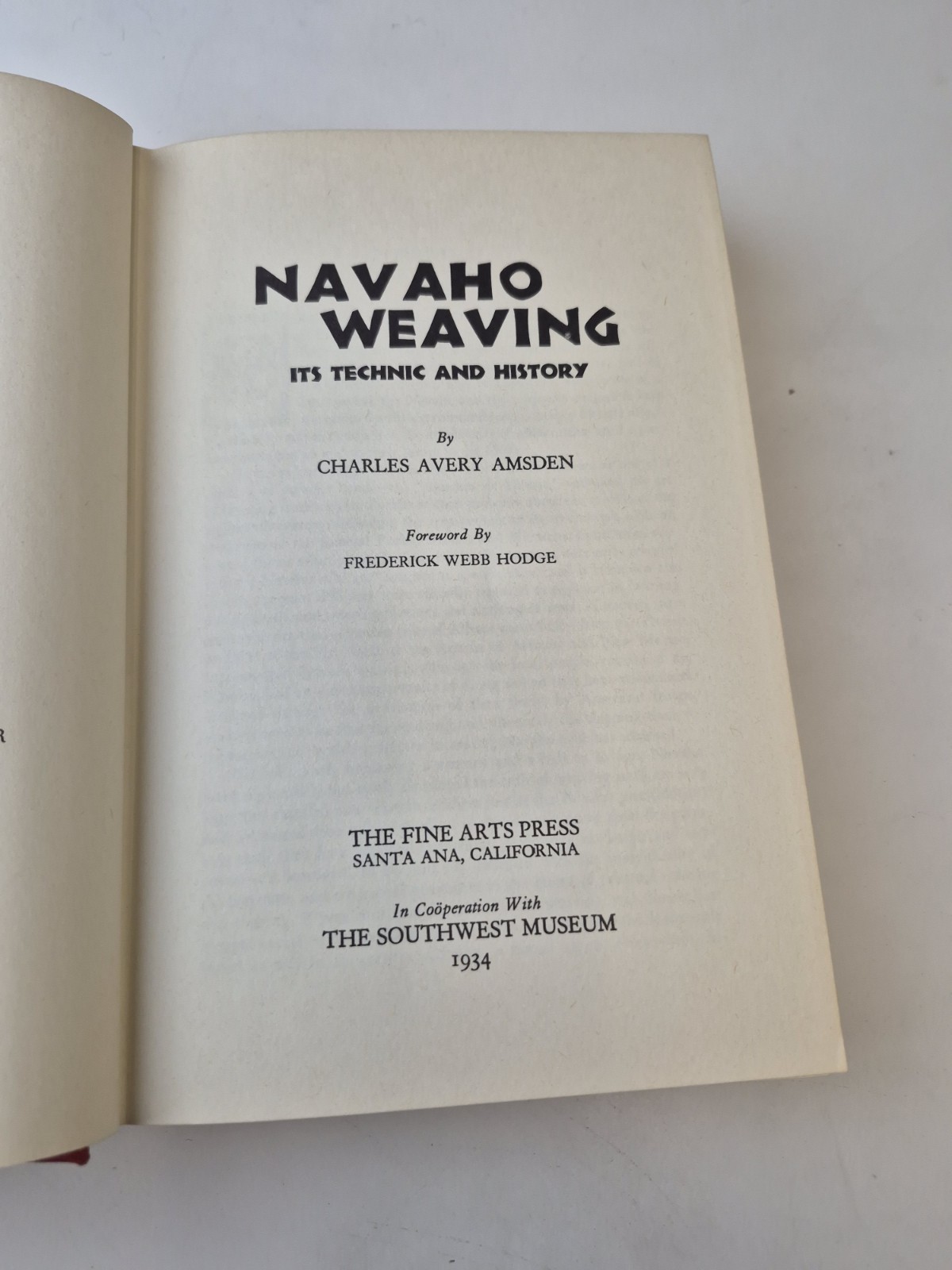 Navaho Weaving It’s Technic and It’s History Charles Avery Amsden 1964 1st Ed