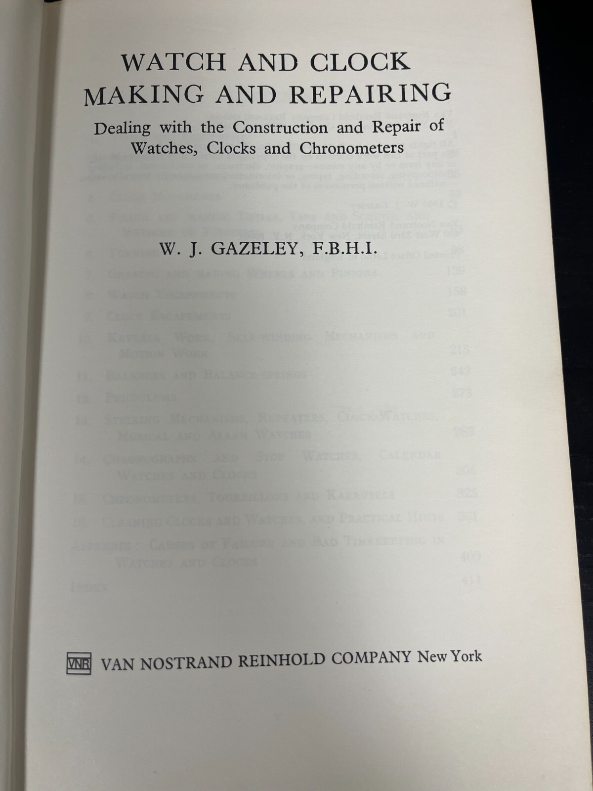 Watch and Clock Making and Repairing 2nd Edition 1965 Hardcover W.J. Gazeley